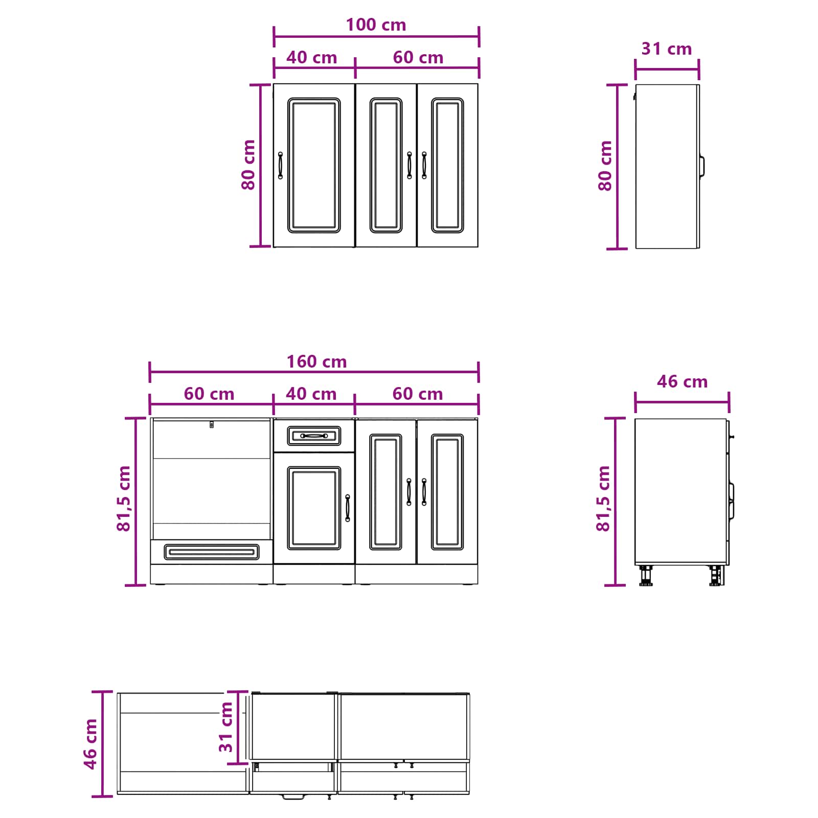 Kitchen Unit KALMAR size guide