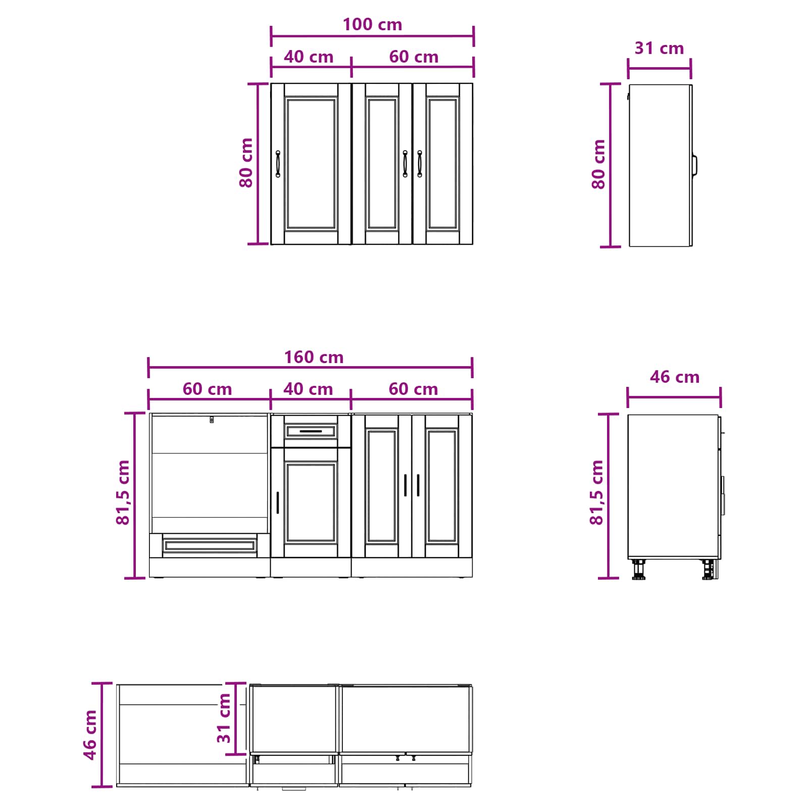 Keittiö Yksikkö PORTO 5 pcs Korkeakiiltoinen valkoinen - Image 8