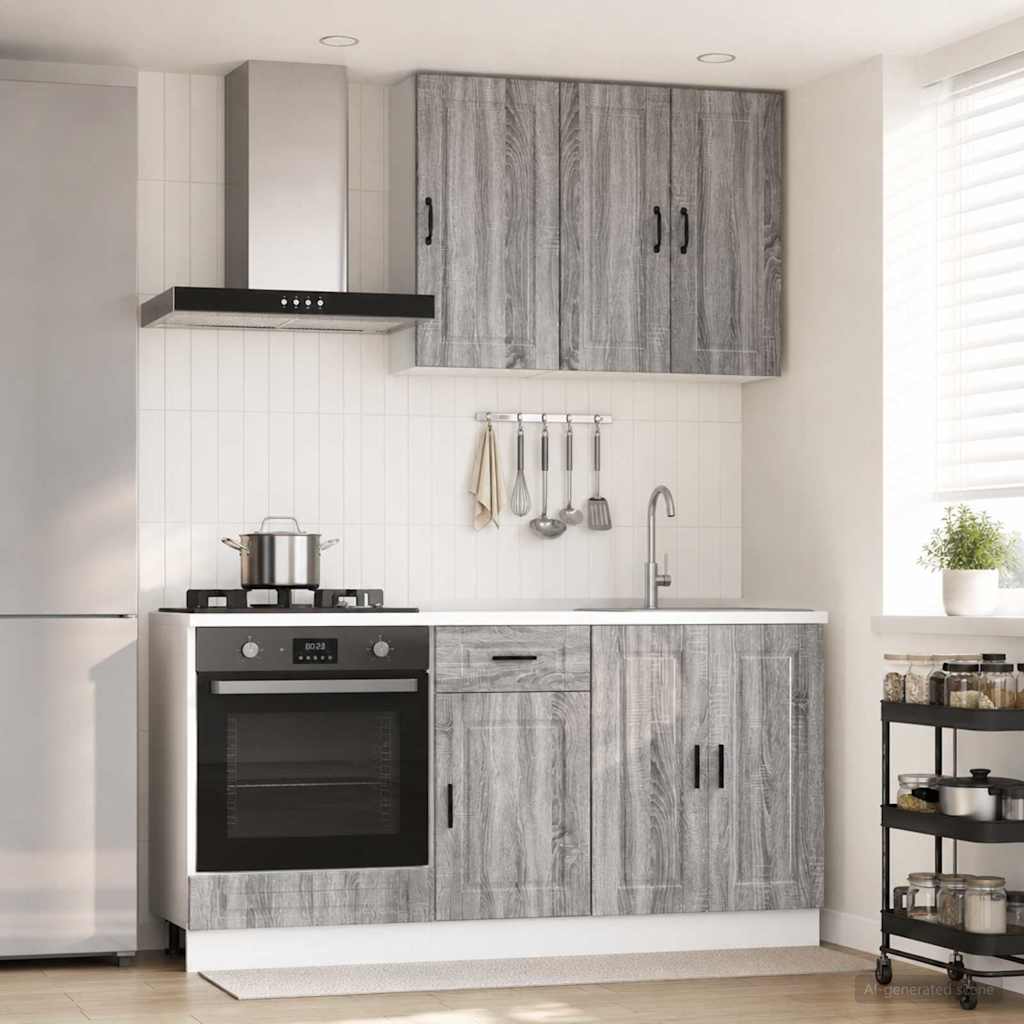 Keittiö Yksikkö PORTO 5 pcs Harmaa Sonoma Tekninen puu