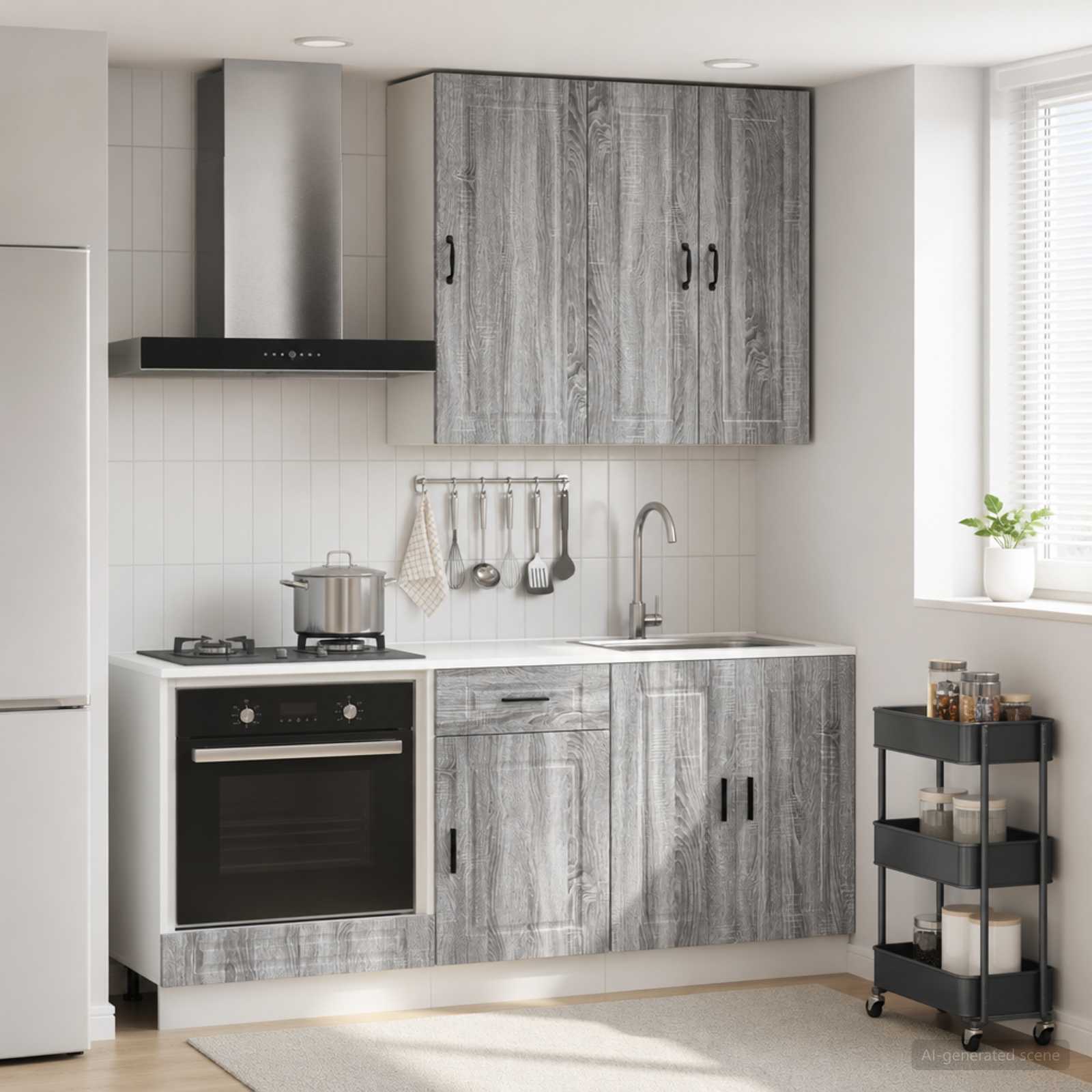 Keittiö Yksikkö PORTO 5 pcs Harmaa Sonoma Tekninen puu