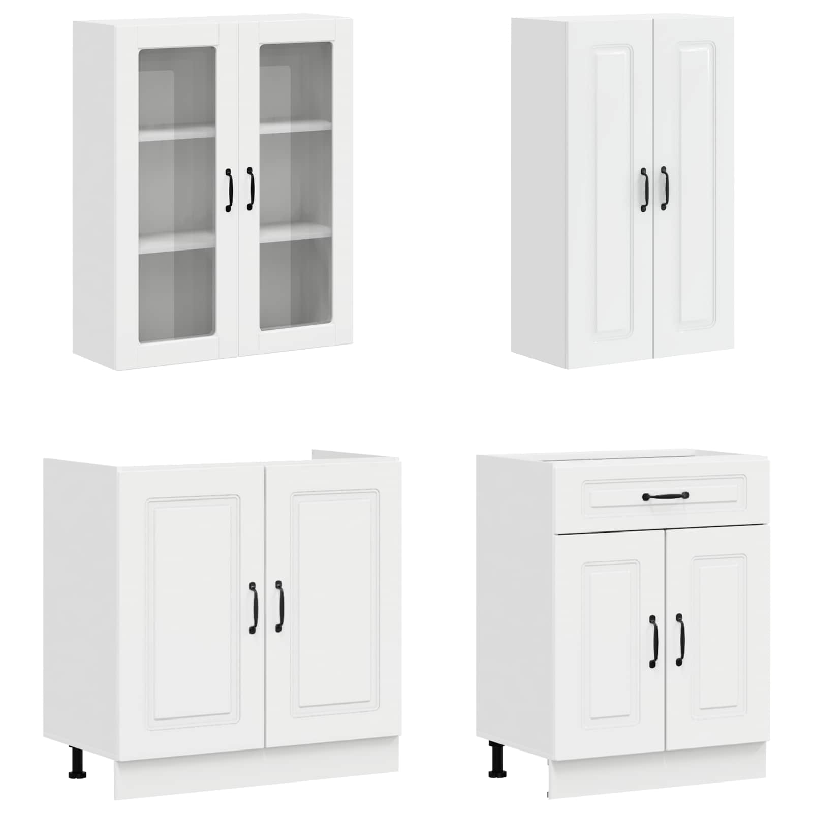 Keittiö Yksikkö KALMAR 4 pcs Korkeakiiltoinen valkoinen - Image 3