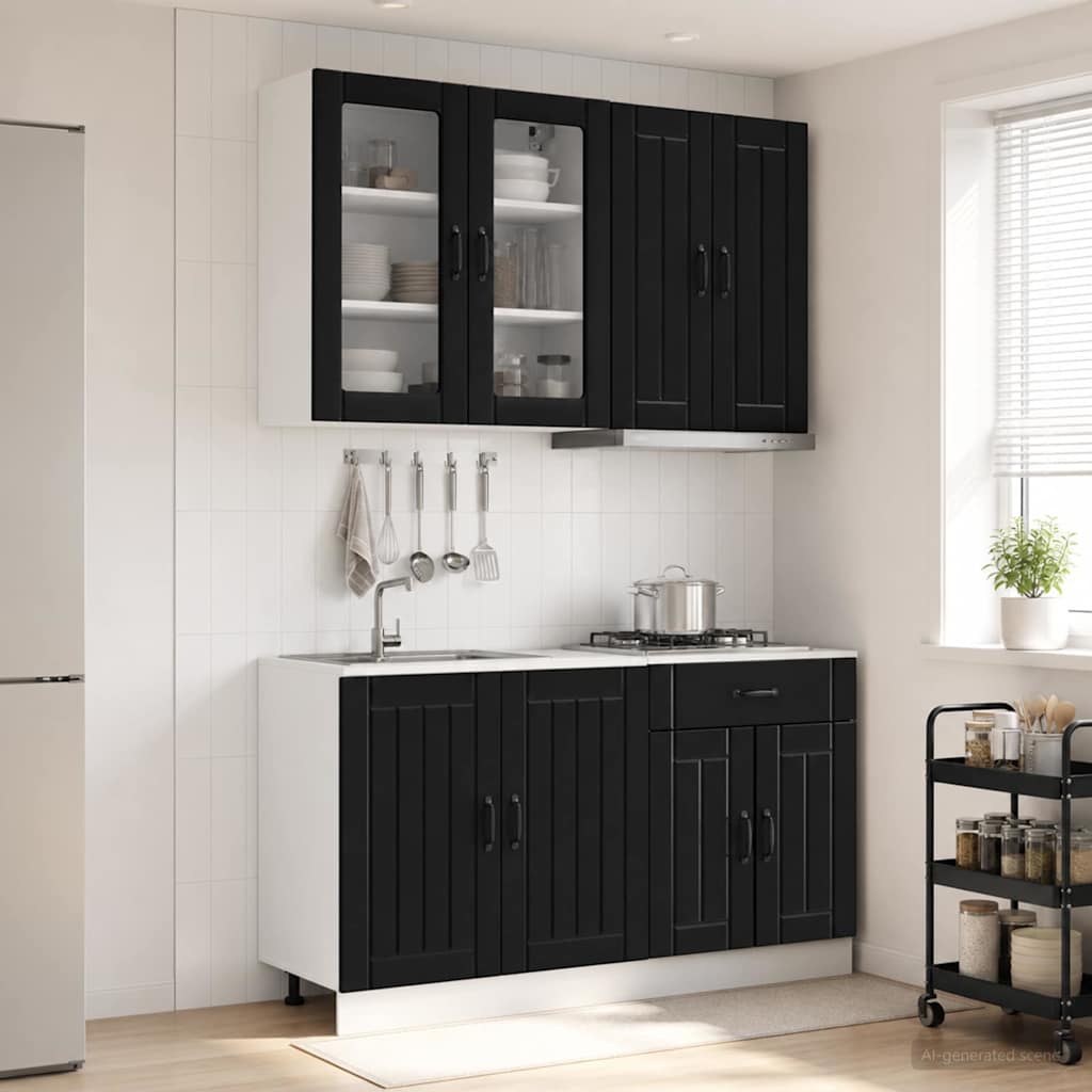 Keittiö Yksikkö LUCCA 4 pcs Musta Tekninen puu