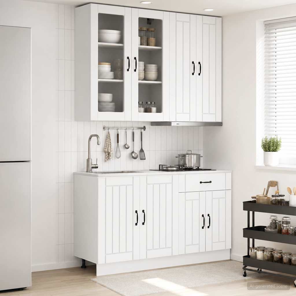 vidaXL Kücheneinheit LUCCA 4 pcs Weiß Holzwerkstoff