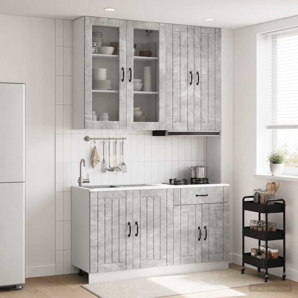 Keittiö Yksikkö LUCCA 4 pcs Betoninharmaa Tekninen puu