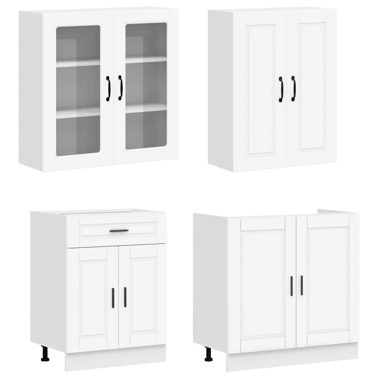 Keittiö Yksikkö PORTO 4 pcs valkoinen Tekninen puu - Image 3
