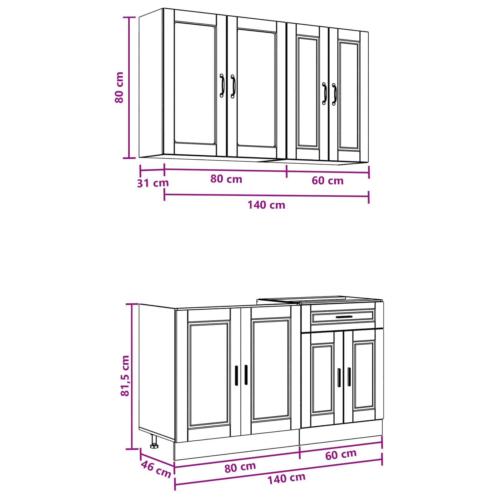 Kitchen Unit PORTO size guide