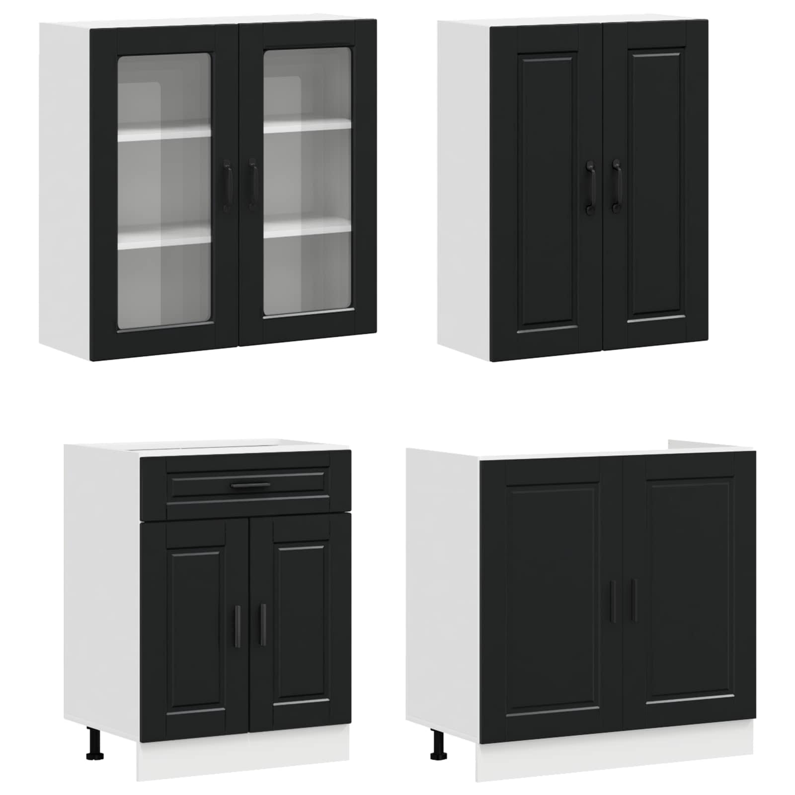 Keittiö Yksikkö PORTO 4 pcs Musta Tekninen puu - Image 3