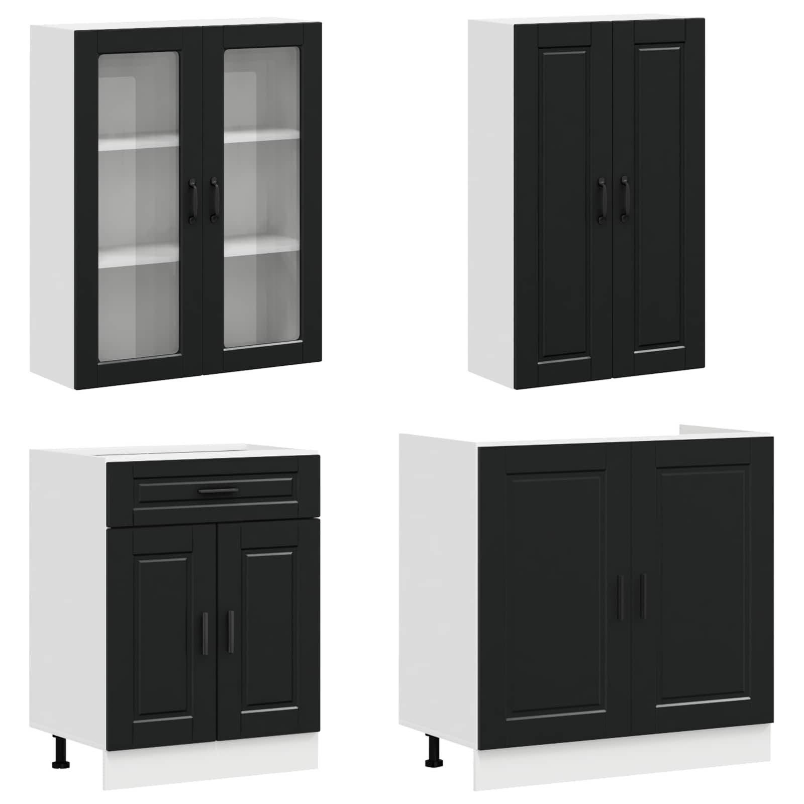 Keittiö Yksikkö PORTO 4 pcs Musta Tekninen puu - Image 3
