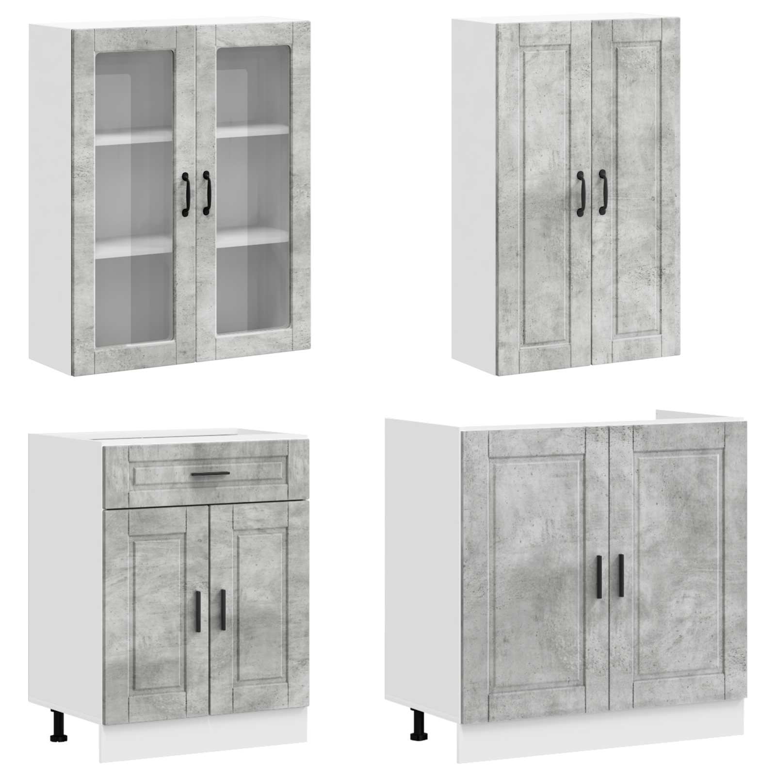 Keittiö Yksikkö PORTO 4 pcs Betoninharmaa Tekninen puu - Image 3