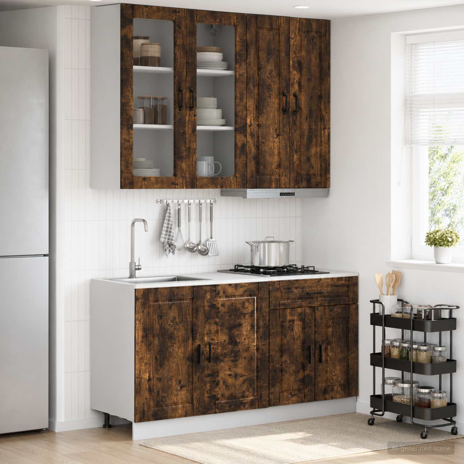 Keittiö Yksikkö PORTO 4 pcs Savutammi Tekninen puu
