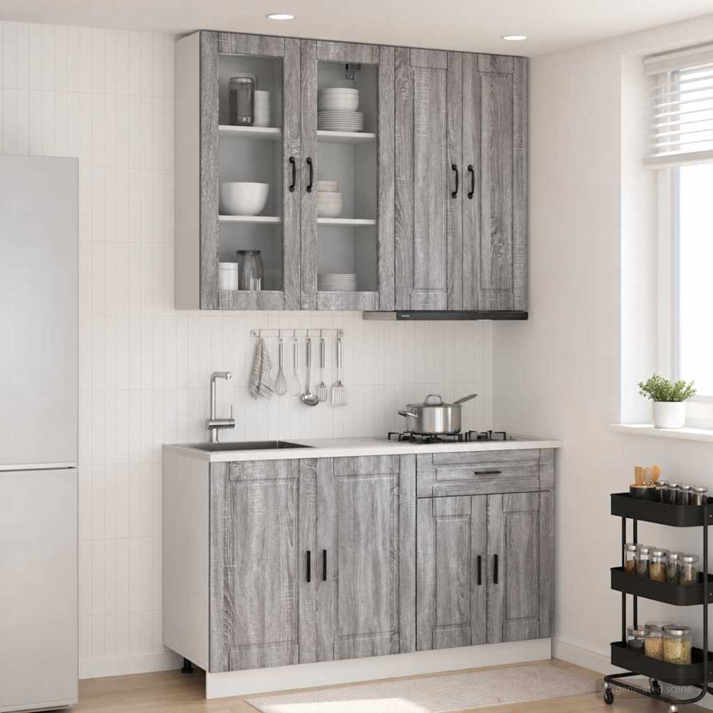 Keittiö Yksikkö PORTO 4 pcs Harmaa Sonoma Tekninen puu