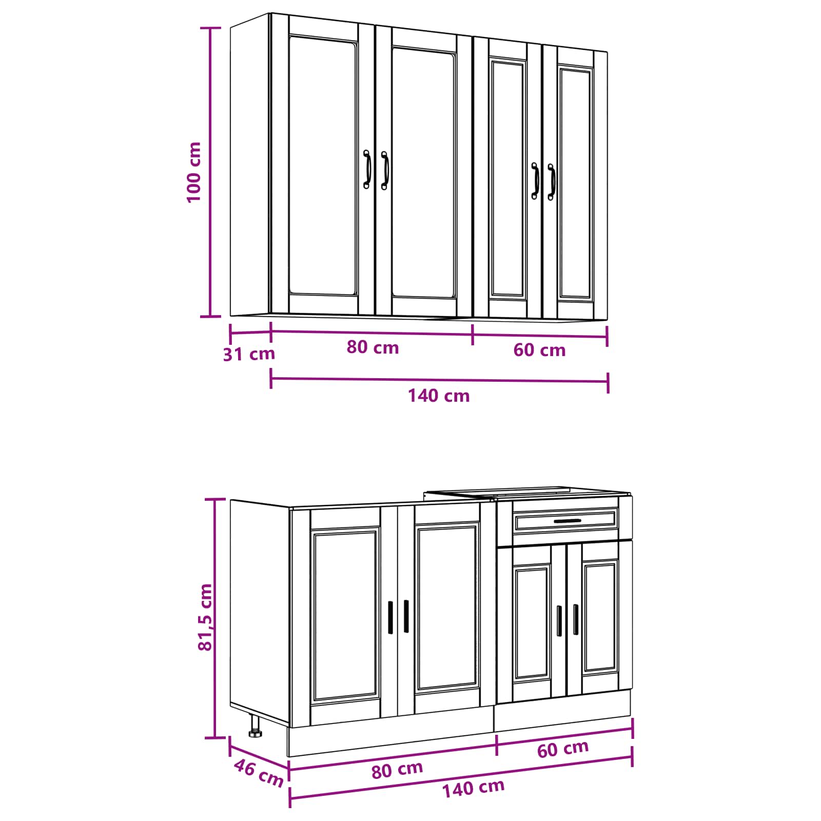 Keittiö Yksikkö PORTO 4 pcs Artisaanitammi Tekninen puu - Image 8