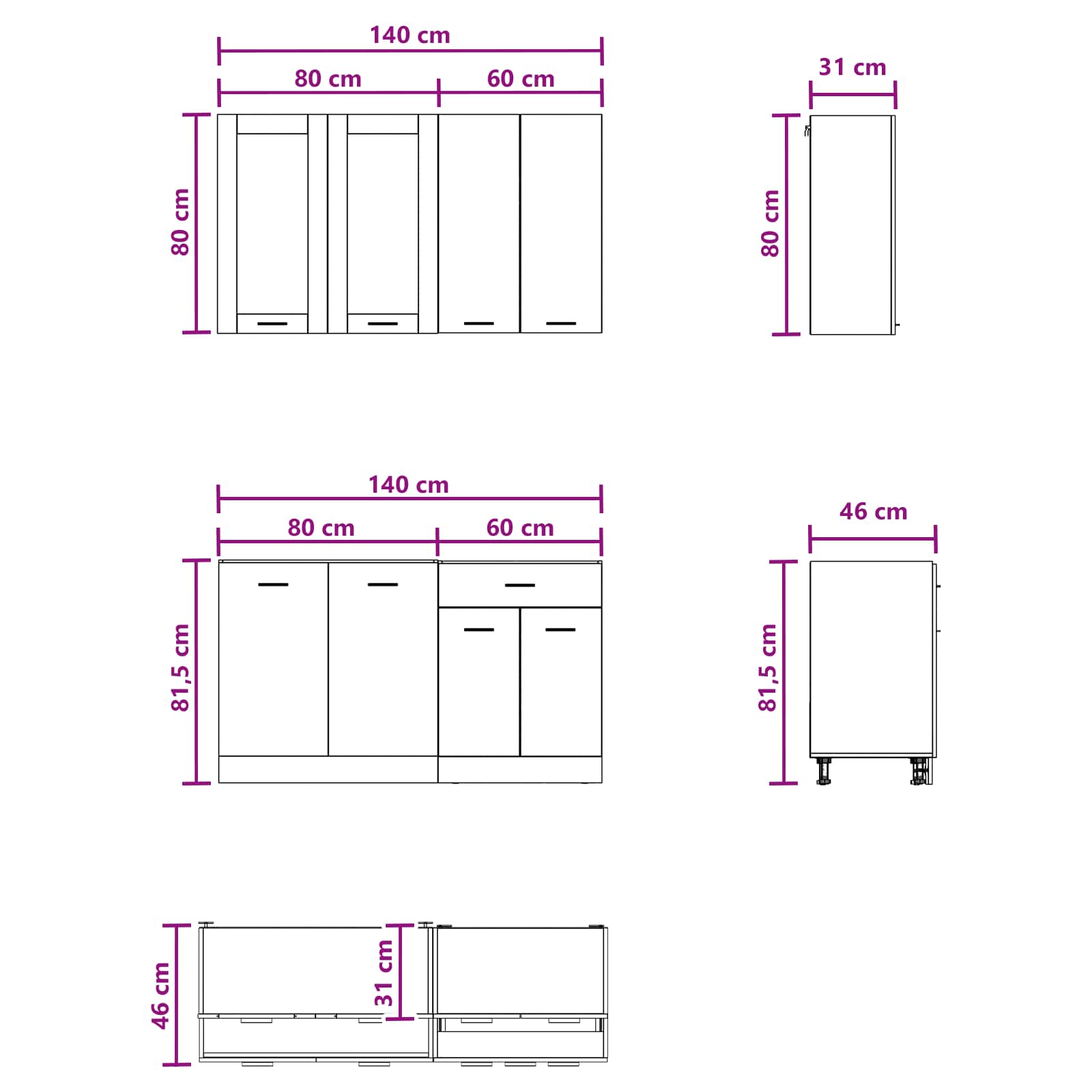 Kitchen Unit Lyon size guide