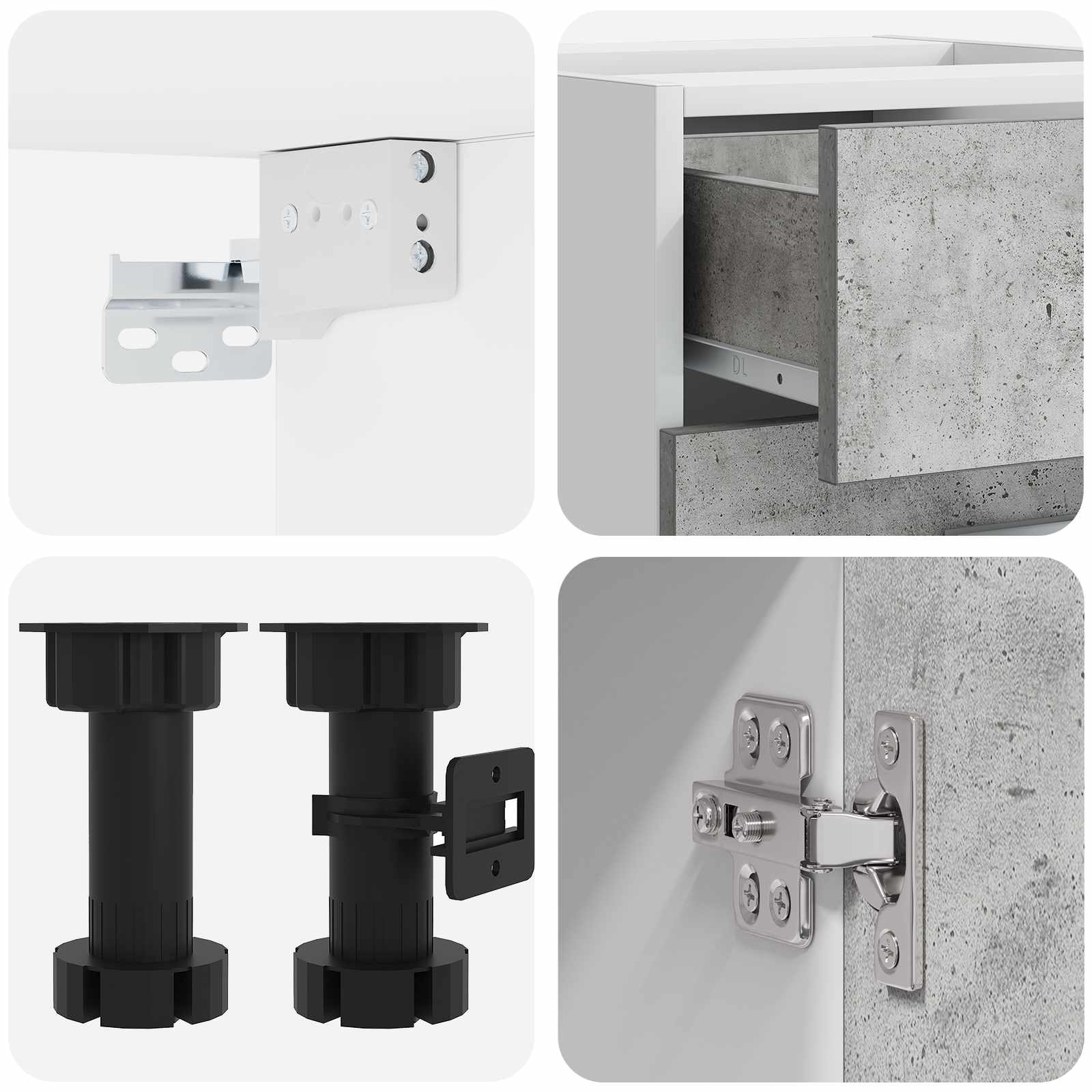 Keittiö Yksikkö LYON 4 pcs Betoninharmaa Tekninen puu - Image 4