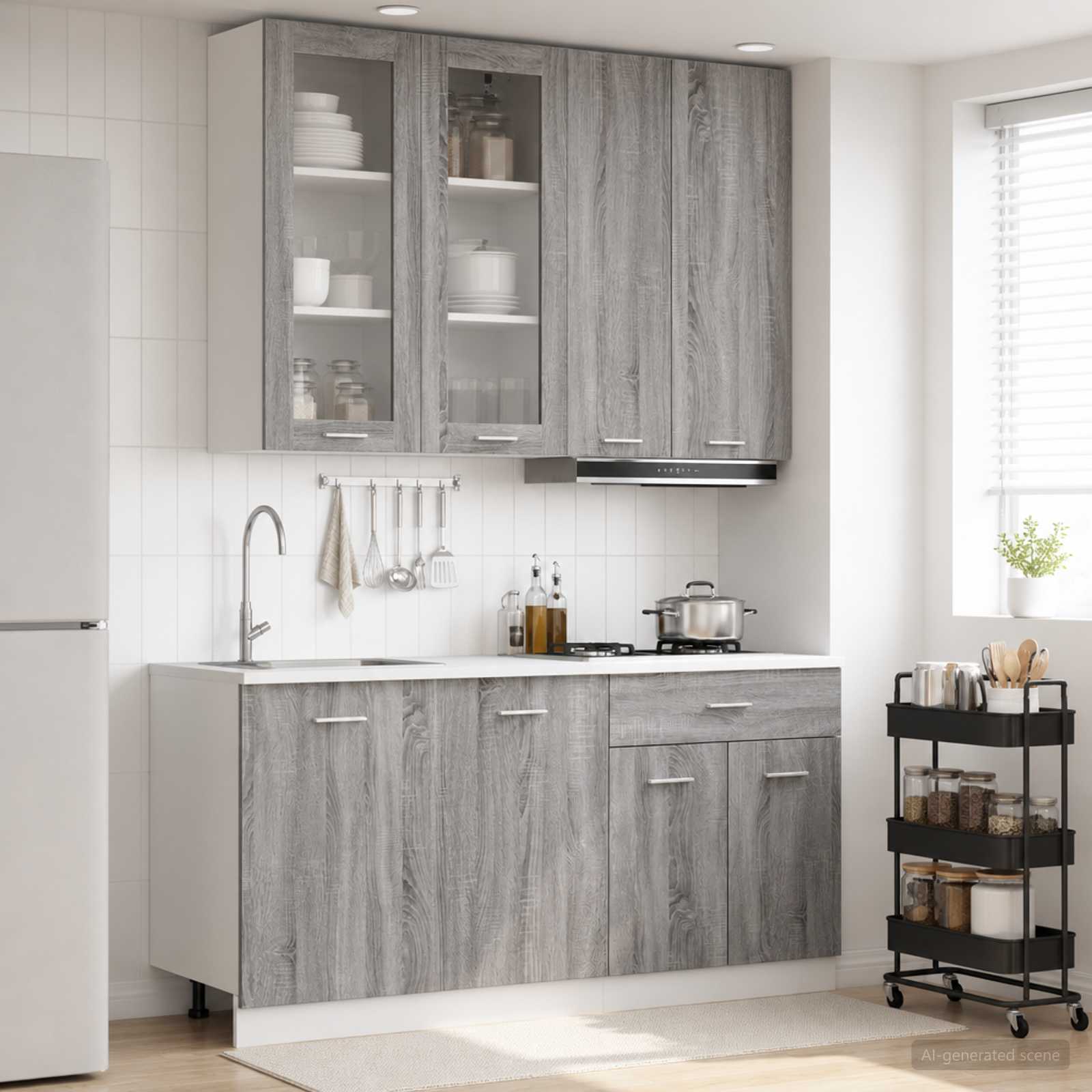 Keittiö Yksikkö LYON 4 pcs Harmaa Sonoma Tekninen puu