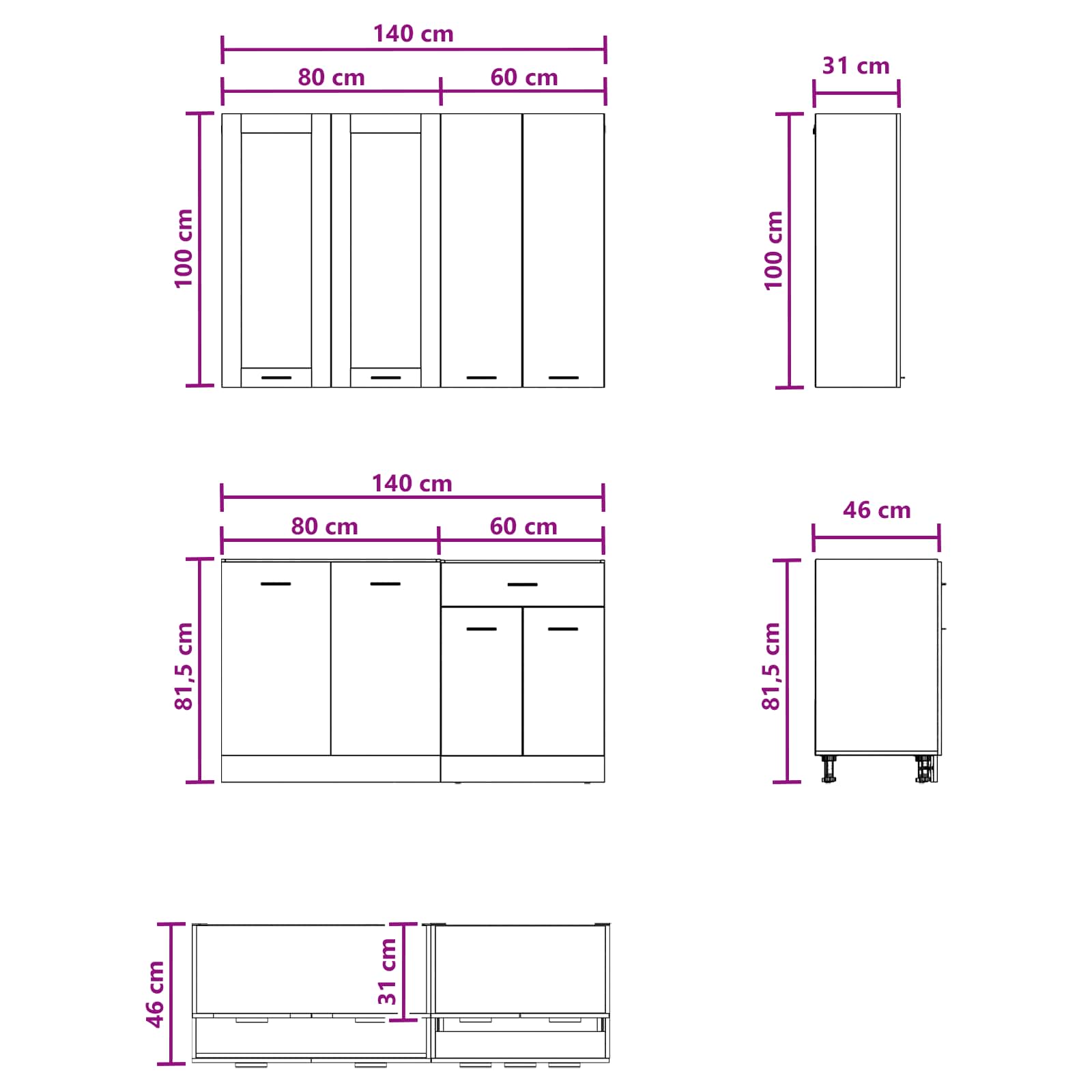 Keittiö Yksikkö LYON 4 pcs Harmaa Sonoma Tekninen puu - Image 6