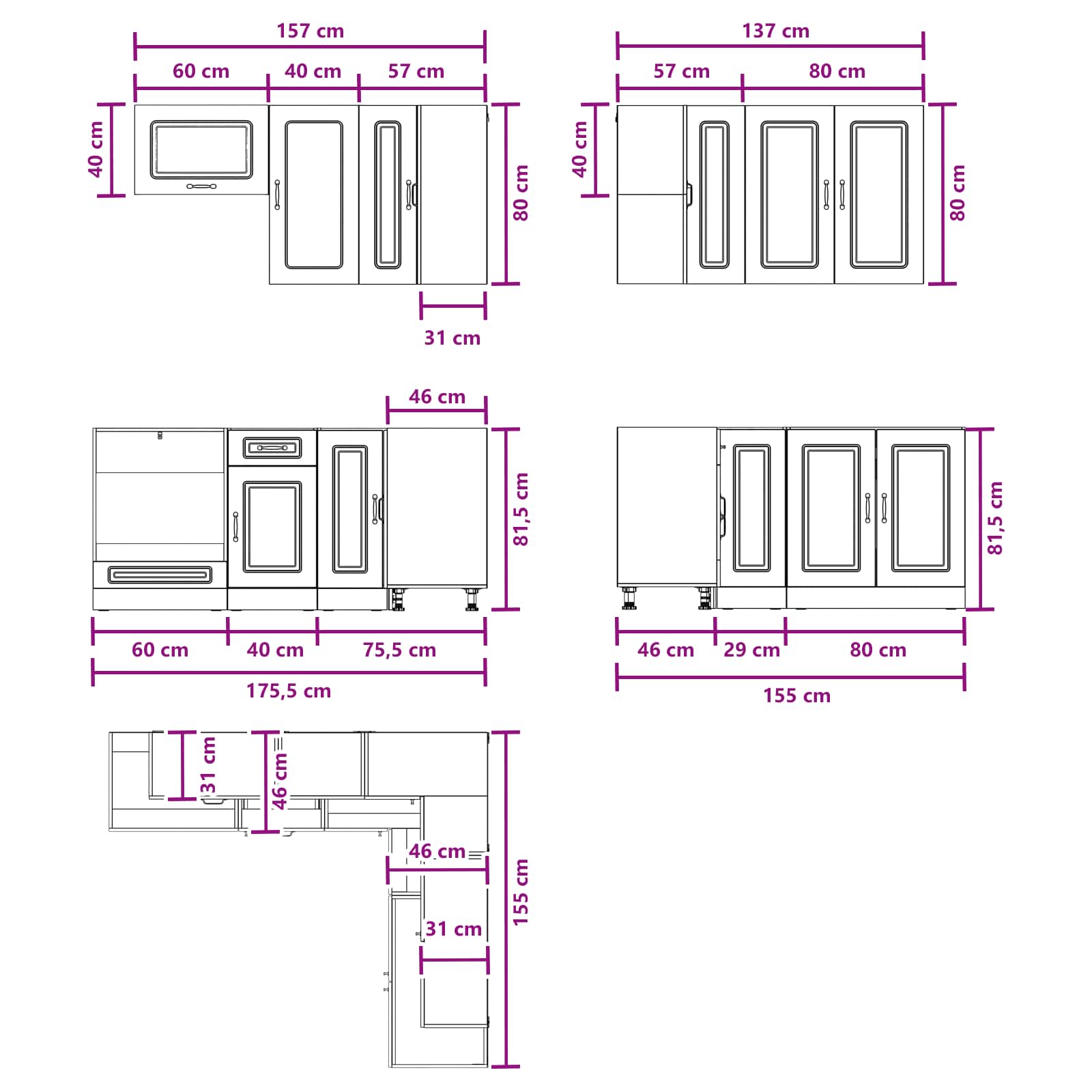 Kitchen Unit KALMAR size guide
