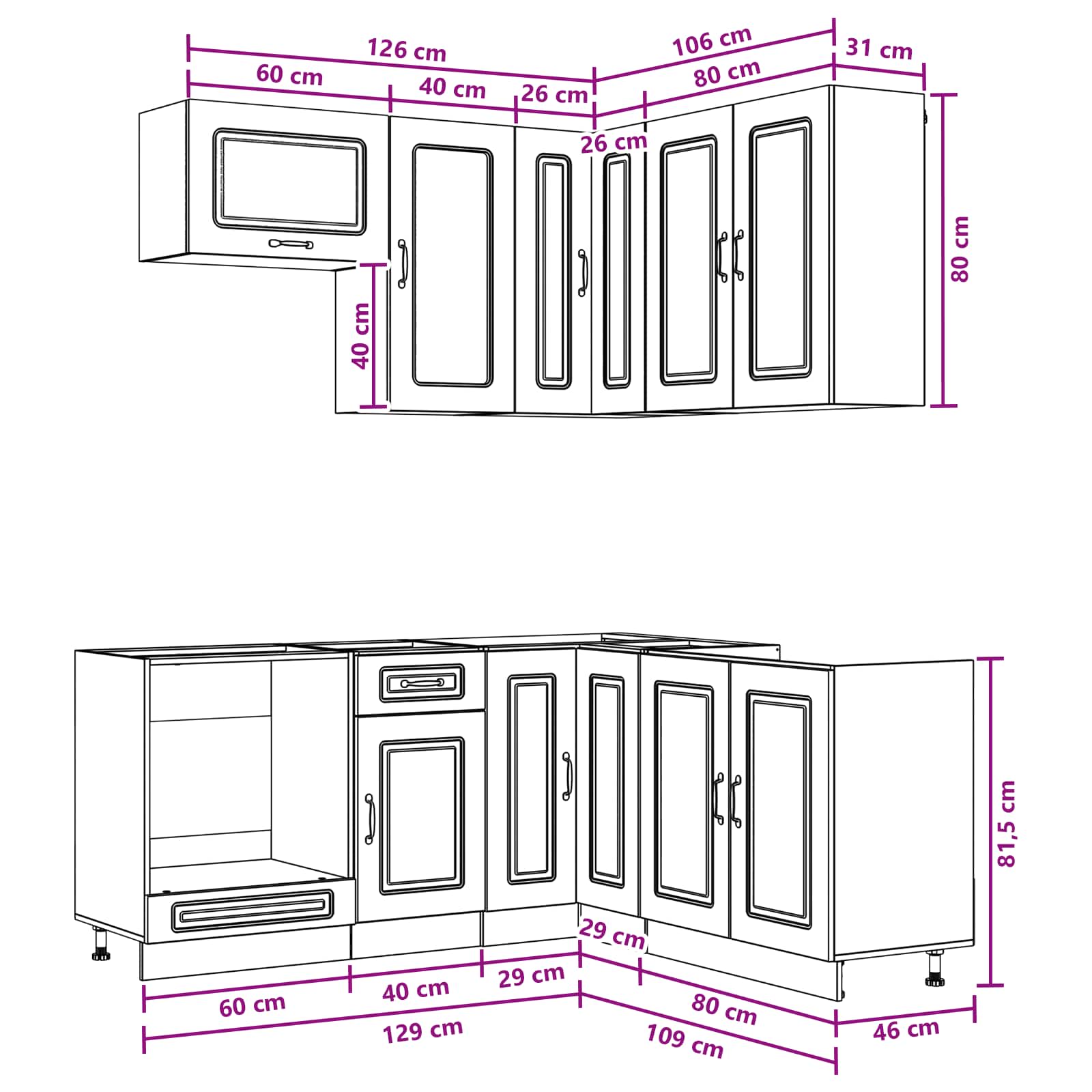 Kitchen Unit KALMAR size guide