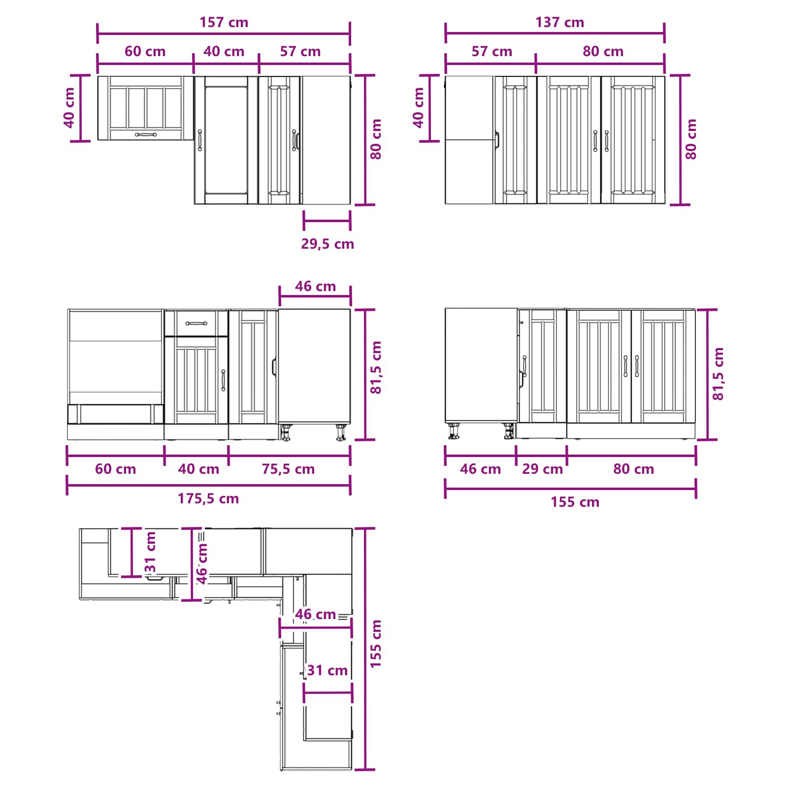 Kitchen Unit LUCCA size guide
