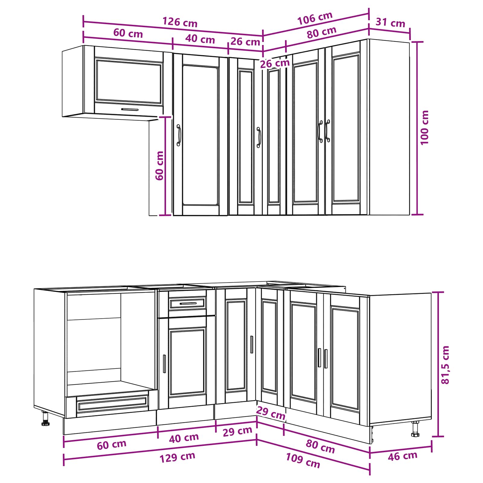Keittiö Yksikkö PORTO 8 pcs Betoninharmaa Tekninen puu - Image 9