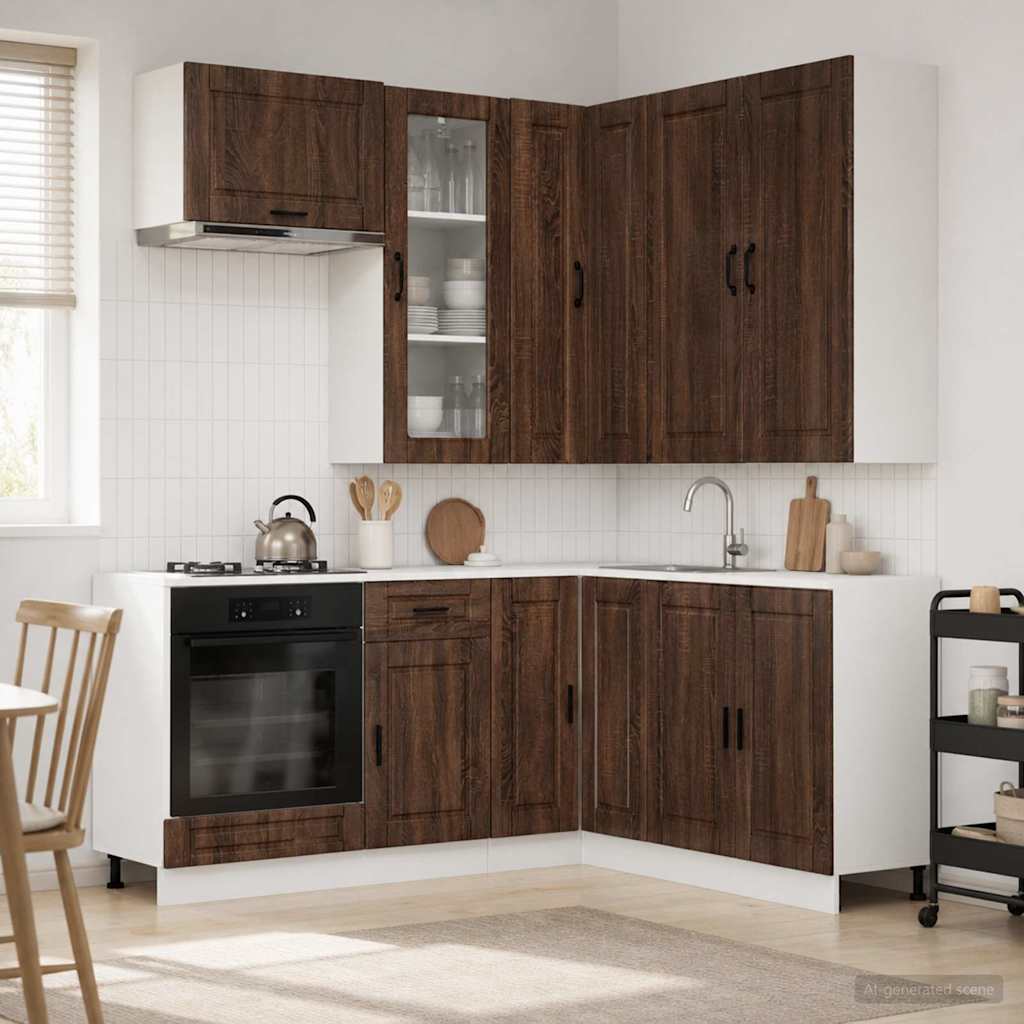vidaXL Kücheneinheit PORTO 8 pcs Brauneiche Holzwerkstoff