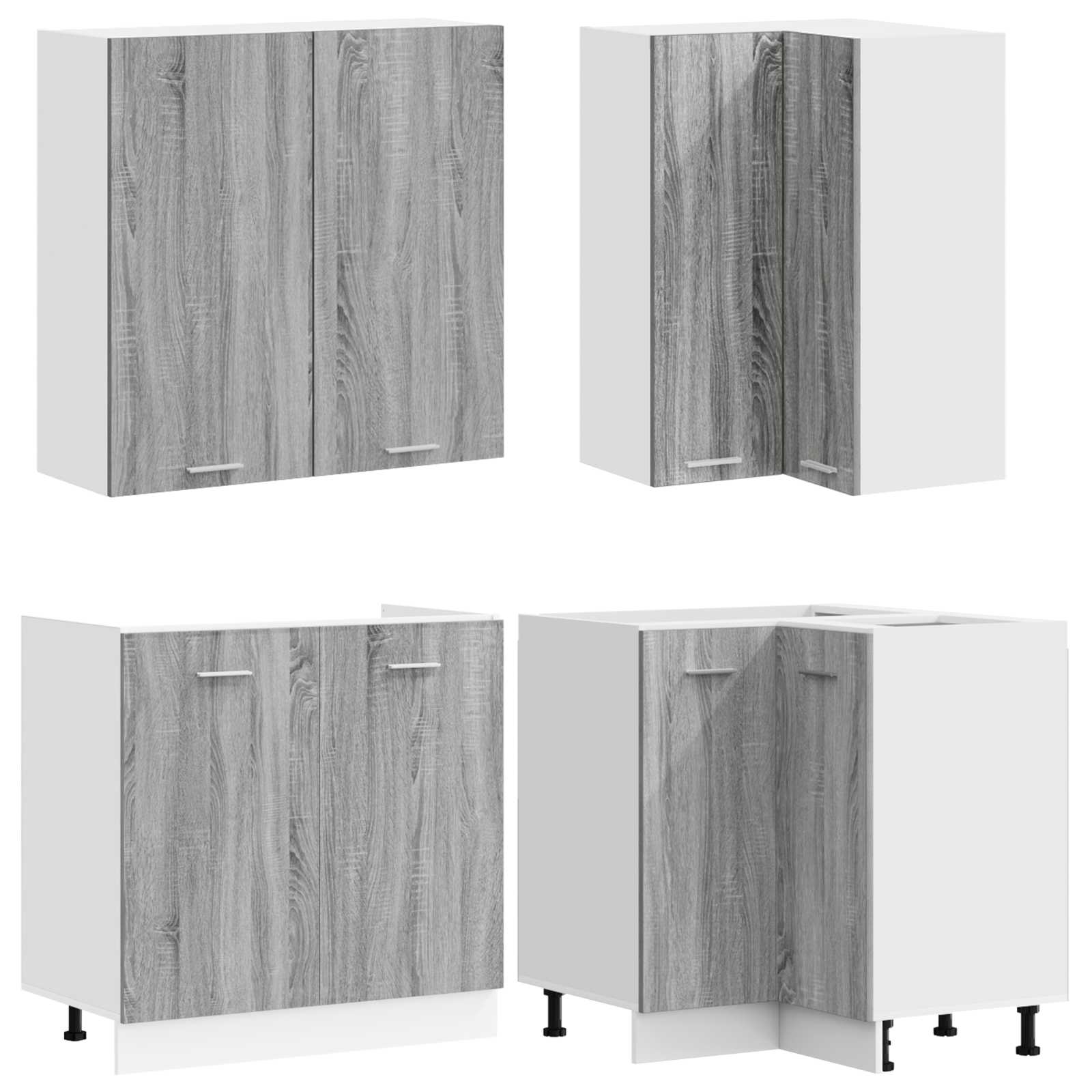 vidaXL - Keukenblok - LYON - 8 - st - Grijs - Sonoma - Bewerkt - hout
