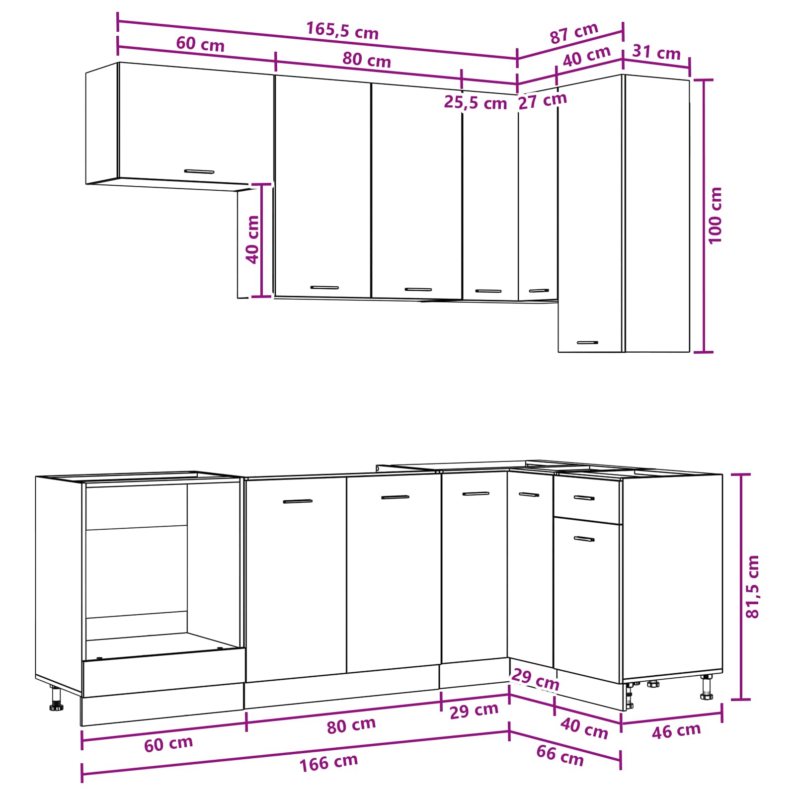 Köksenhet LYON 8 pcs Konstruerat trä