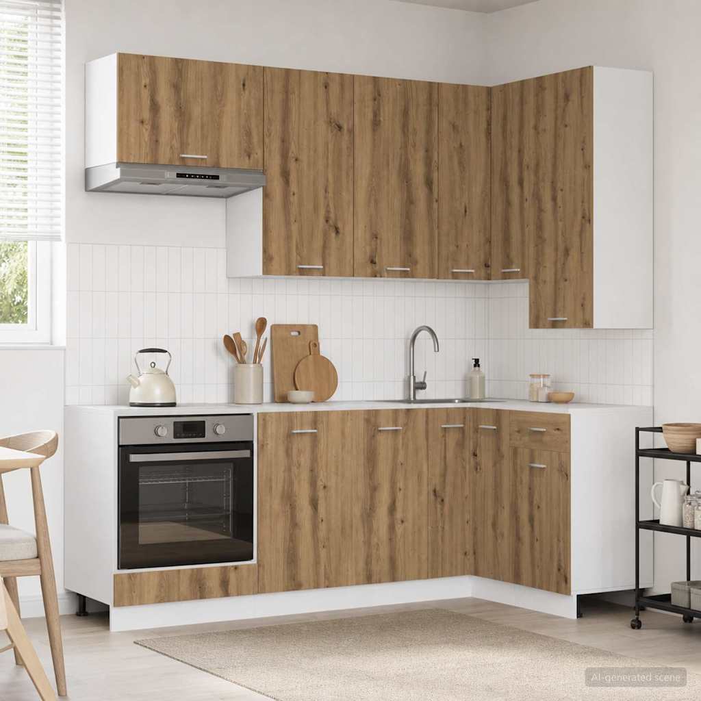 vidaXL Kücheneinheit LYON 8 pcs Artisan-Eiche Holzwerkstoff