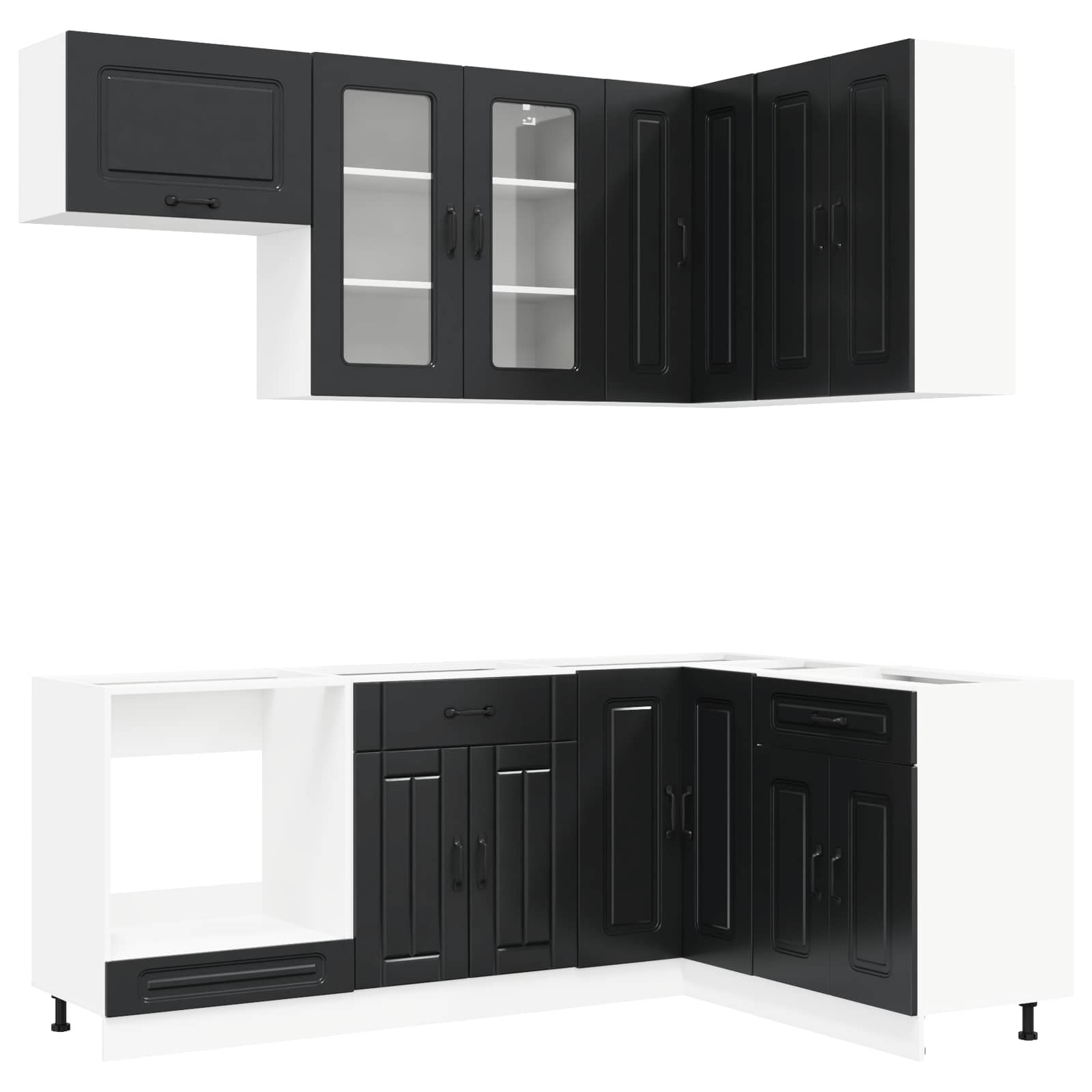 Unidade de Cozinha KALMAR 8 pcs Preto Derivados de Madeira