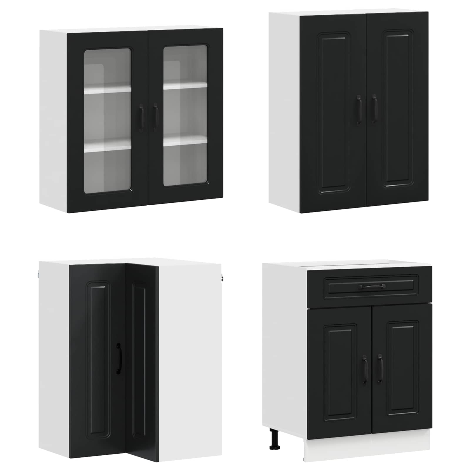 Unidade de Cozinha KALMAR 8 pcs Preto Derivados de Madeira