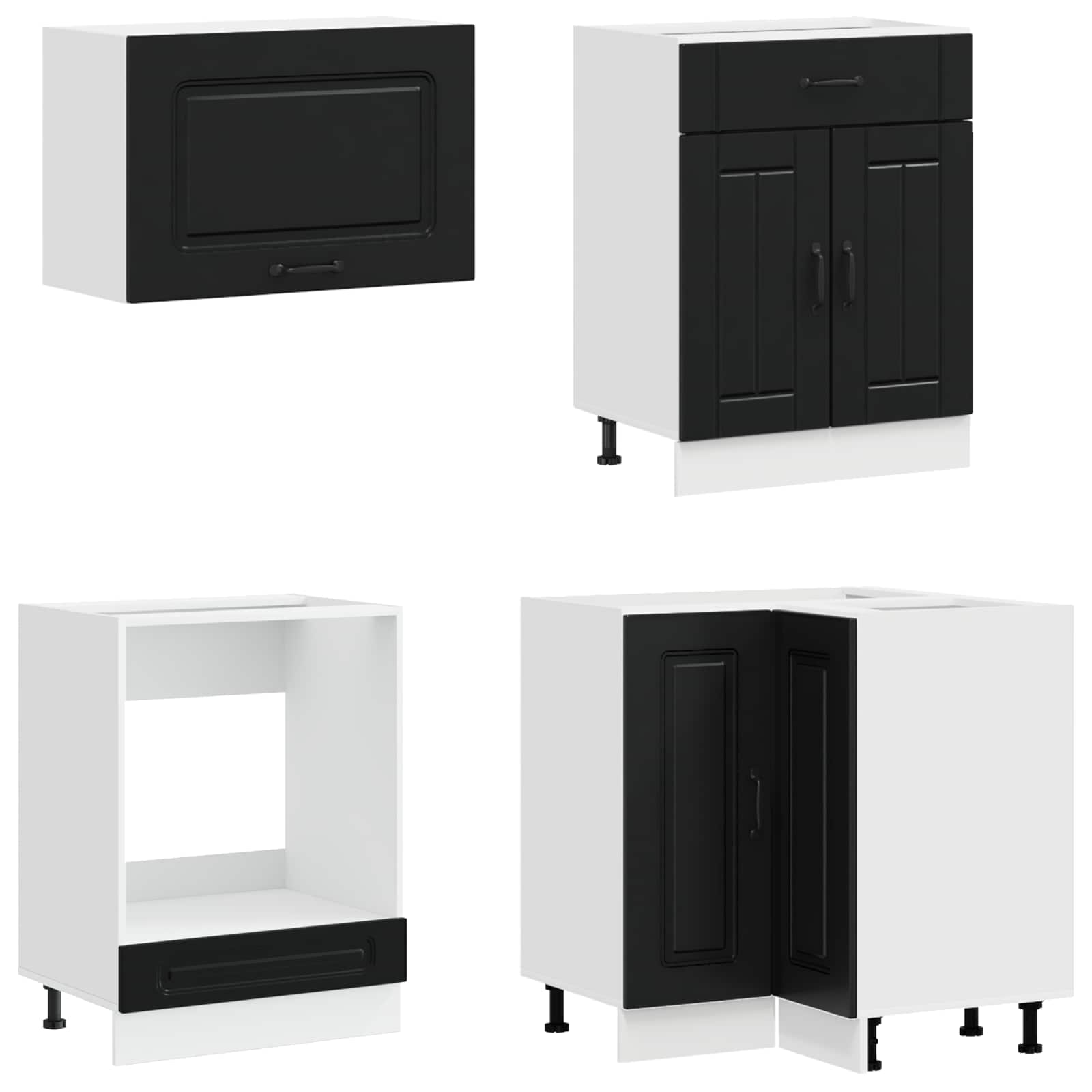Unidade de Cozinha KALMAR 8 pcs Preto Derivados de Madeira