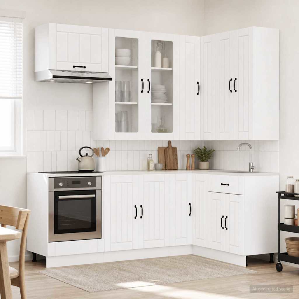 vidaXL Kücheneinheit LUCCA 8 pcs Weiß Holzwerkstoff