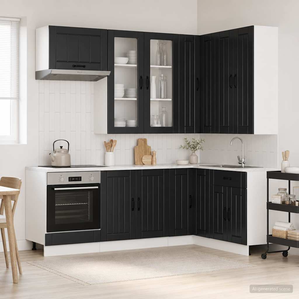 Keittiö Yksikkö LUCCA 8 pcs Musta Tekninen puu