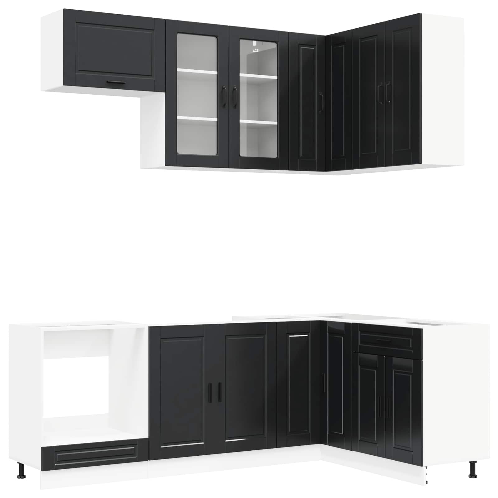 Keittiö Yksikkö PORTO 8 pcs Musta Tekninen puu - Image 2