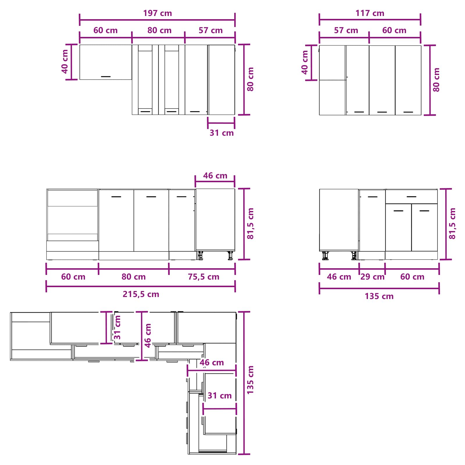 Kitchen Unit Lyon size guide