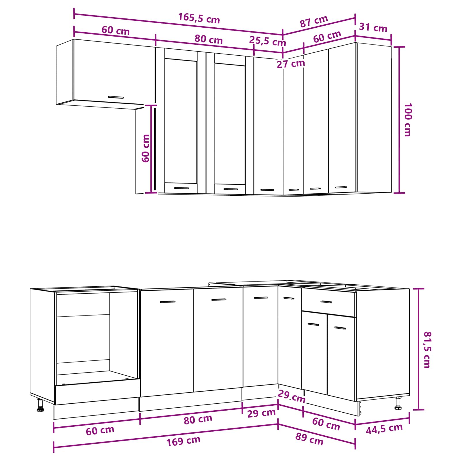 Köksenhet LYON 8 pcs Konstruerat trä
