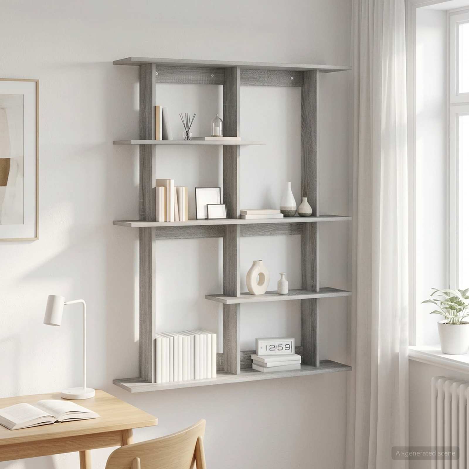 Wandplank Grijs Sonoma 102 x 20 x 130 cm Bewerkt hout