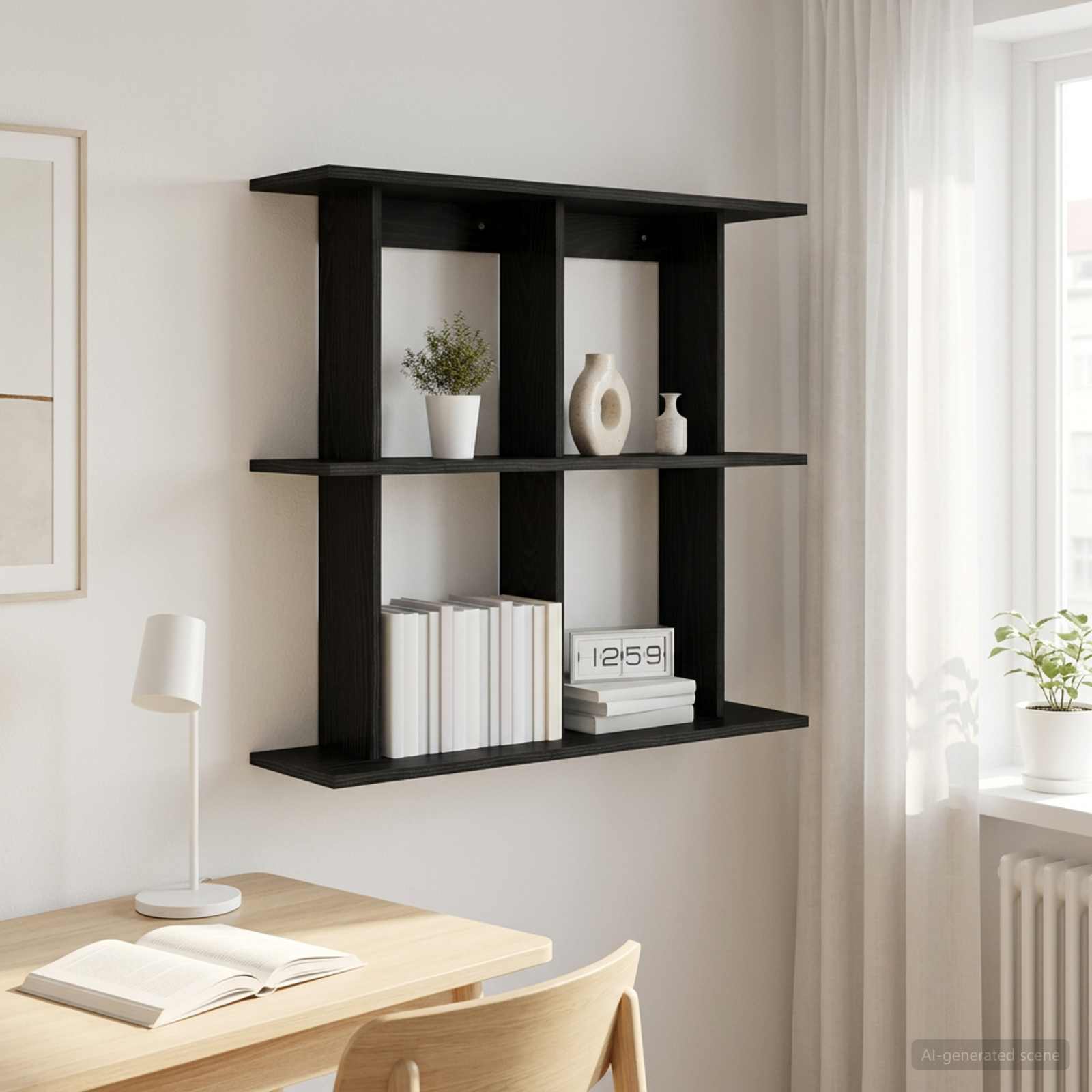 vidaXL Seinähylly Seinäkiinnitettävä Musta tammi 80 x 20 x 75 cm