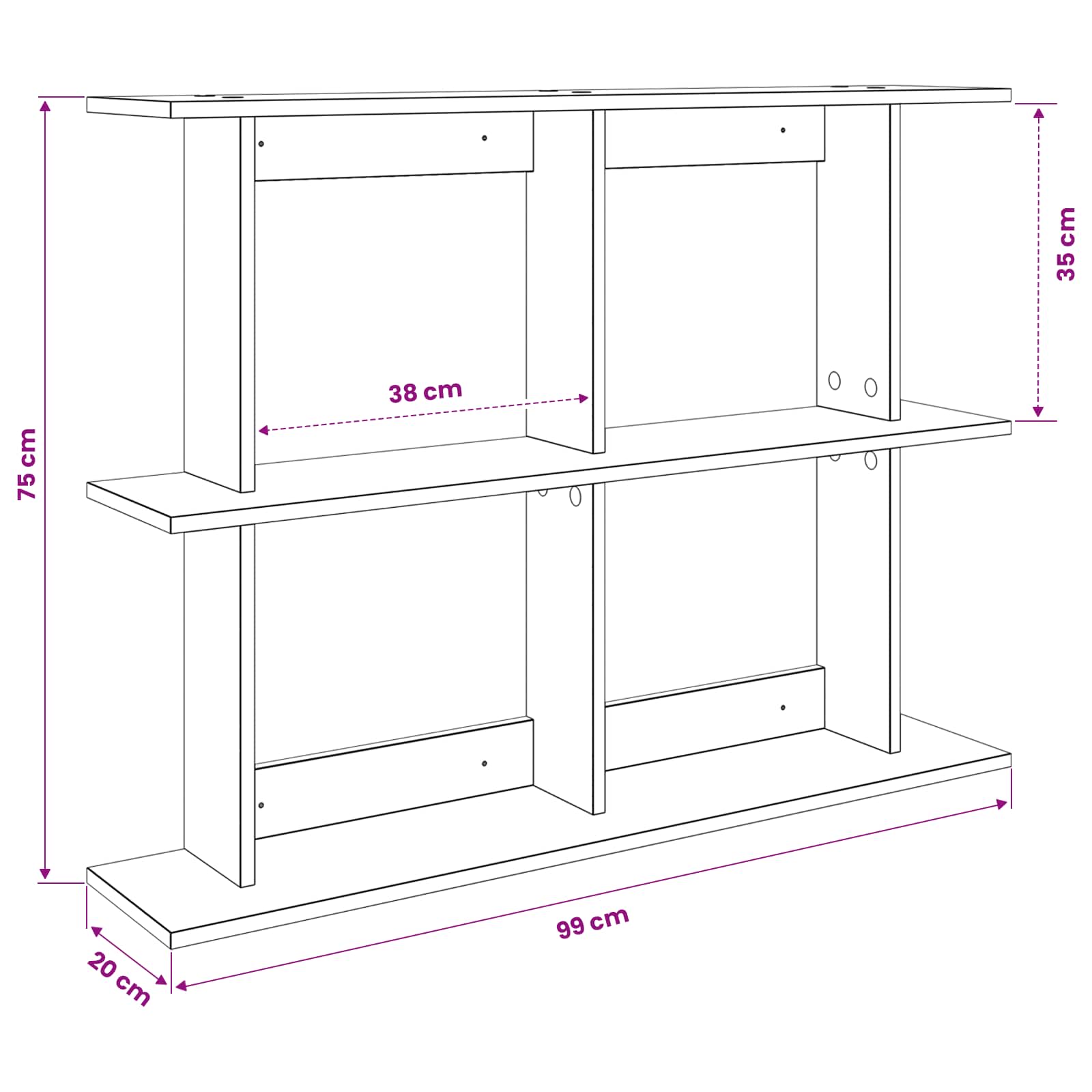 vidaXL Wandregal Wandhalterung Braun 100 x 20 x 75 cm Holzwerkstoff – Bild 7