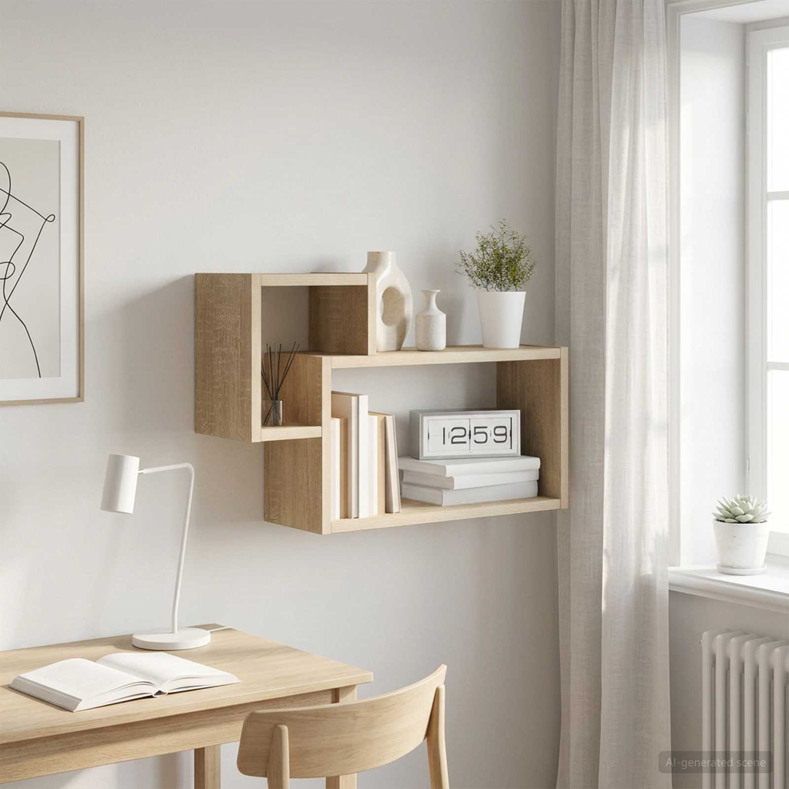 vidaXL Seinähylly Seinäkiinnitettävä Sonoma-tammi 55 x 15 x 35 cm
