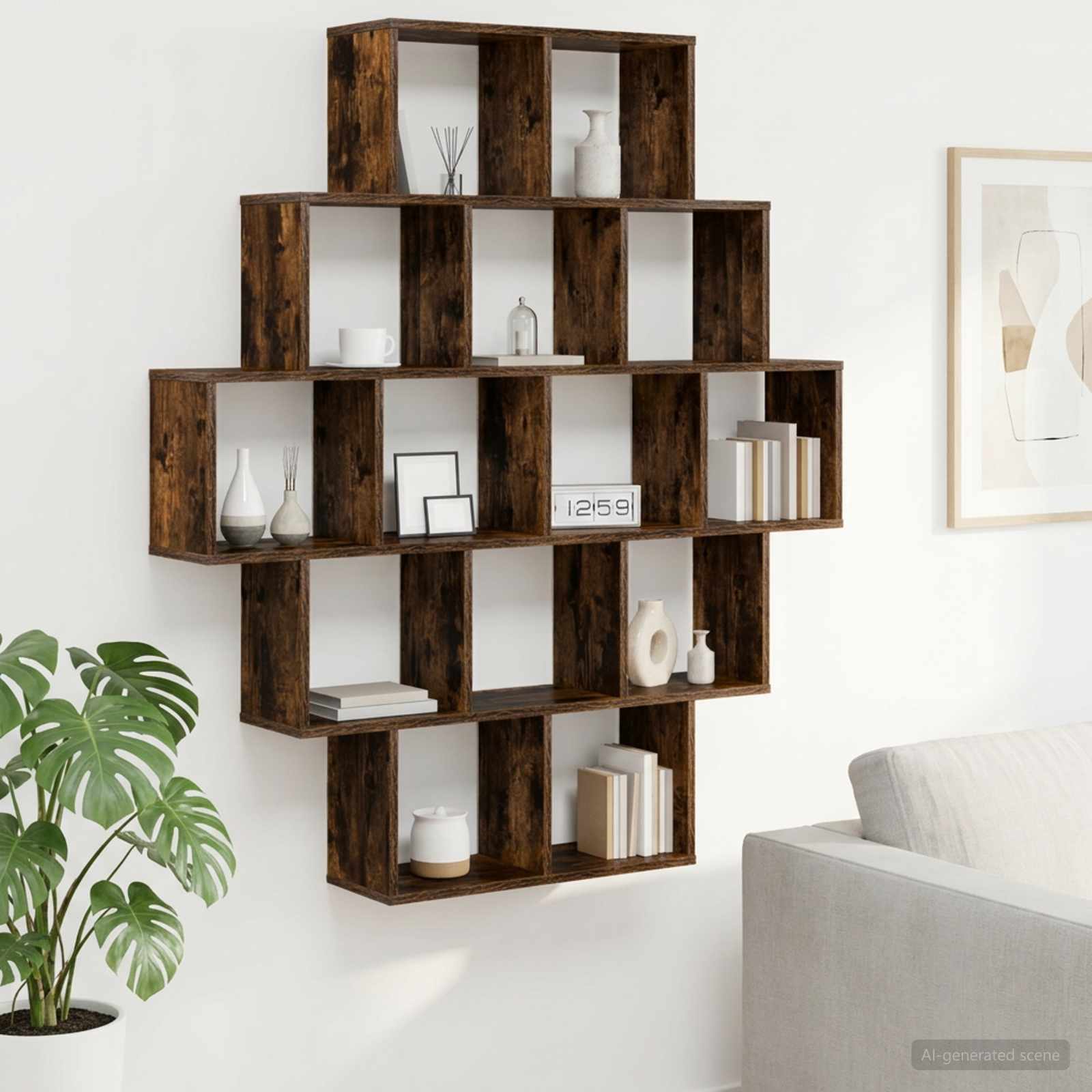 Wandplank Gerookt eiken 120 x 20 x 136 cm Bewerkt hout