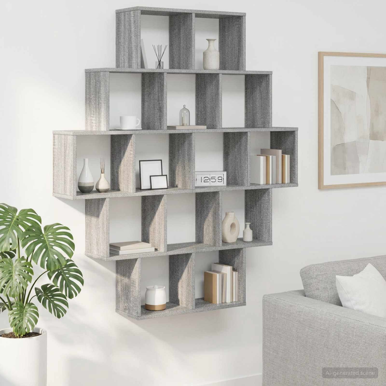 Wandplank Grijs Sonoma 120 x 20 x 136 cm Bewerkt hout