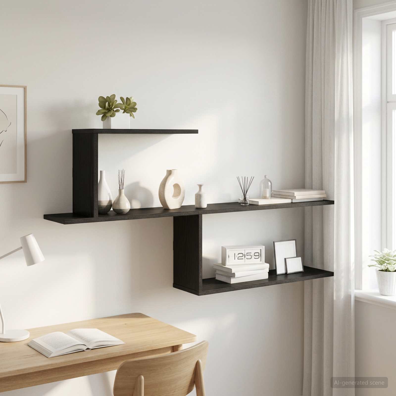 vidaXL Wandplank Zwart eiken 122 x 18 x 60 cm