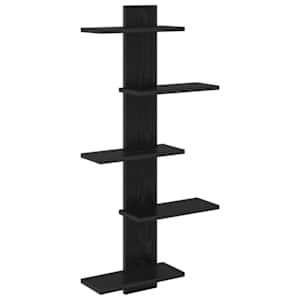 vidaXL Seina h&otilde;ljumine riiul Must tamm 48,5 x 15 x 101 cm Tehispuit