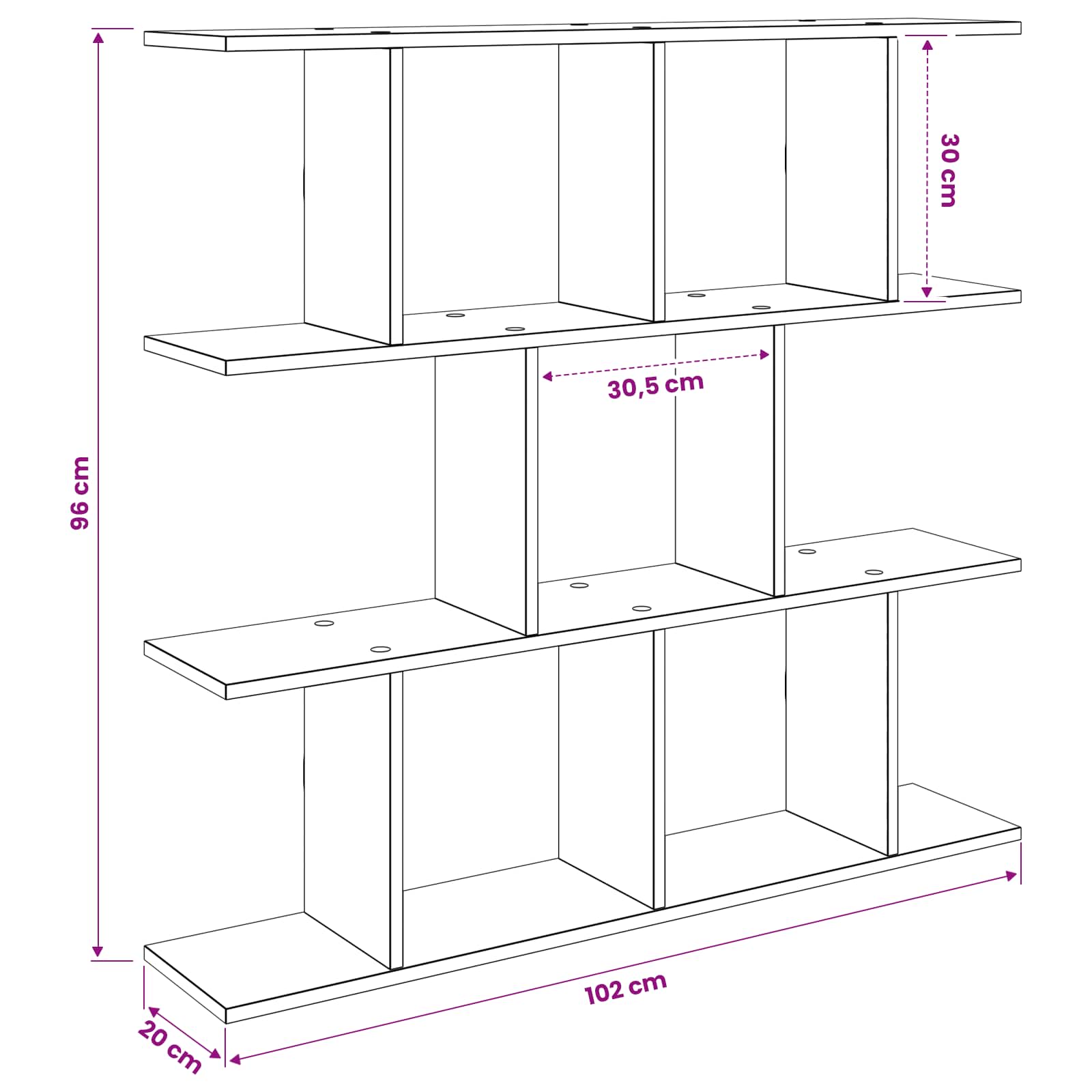Stenska polica Siva Sonoma 102 x 20 x 96 cm Inženirski les