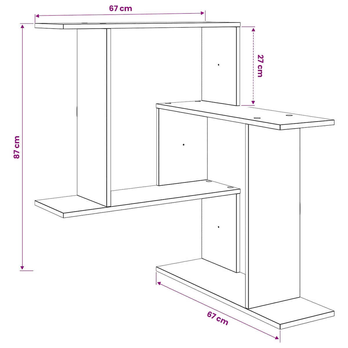 Væghylde 67 x 67 x 87 cm Konstrueret træ - Billede 8