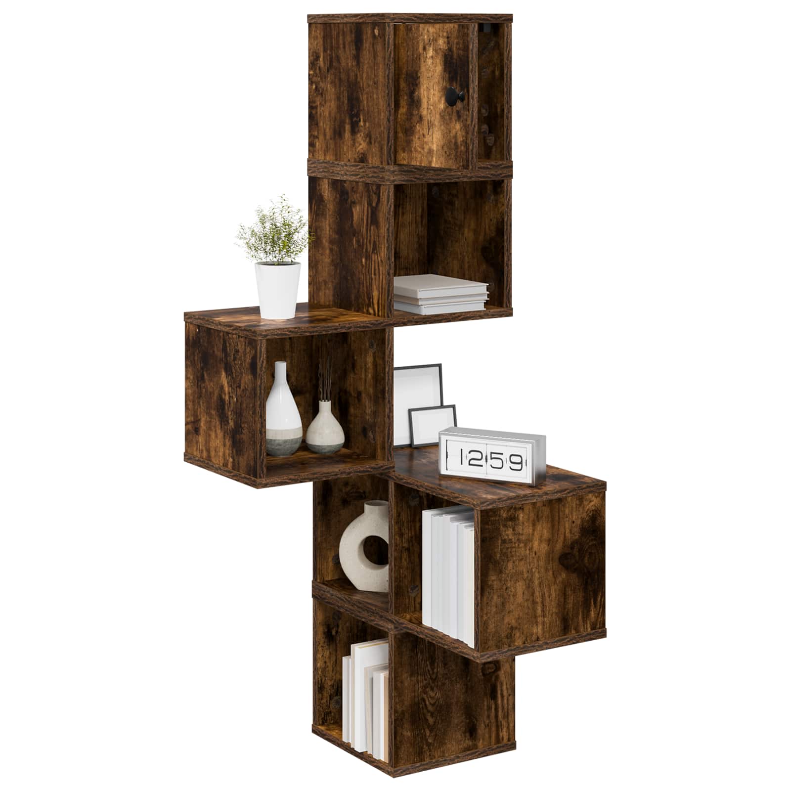Wand-Eckregal Raucheiche 48 x 48 x 120 cm Holzwerkstoff – Ansicht 3