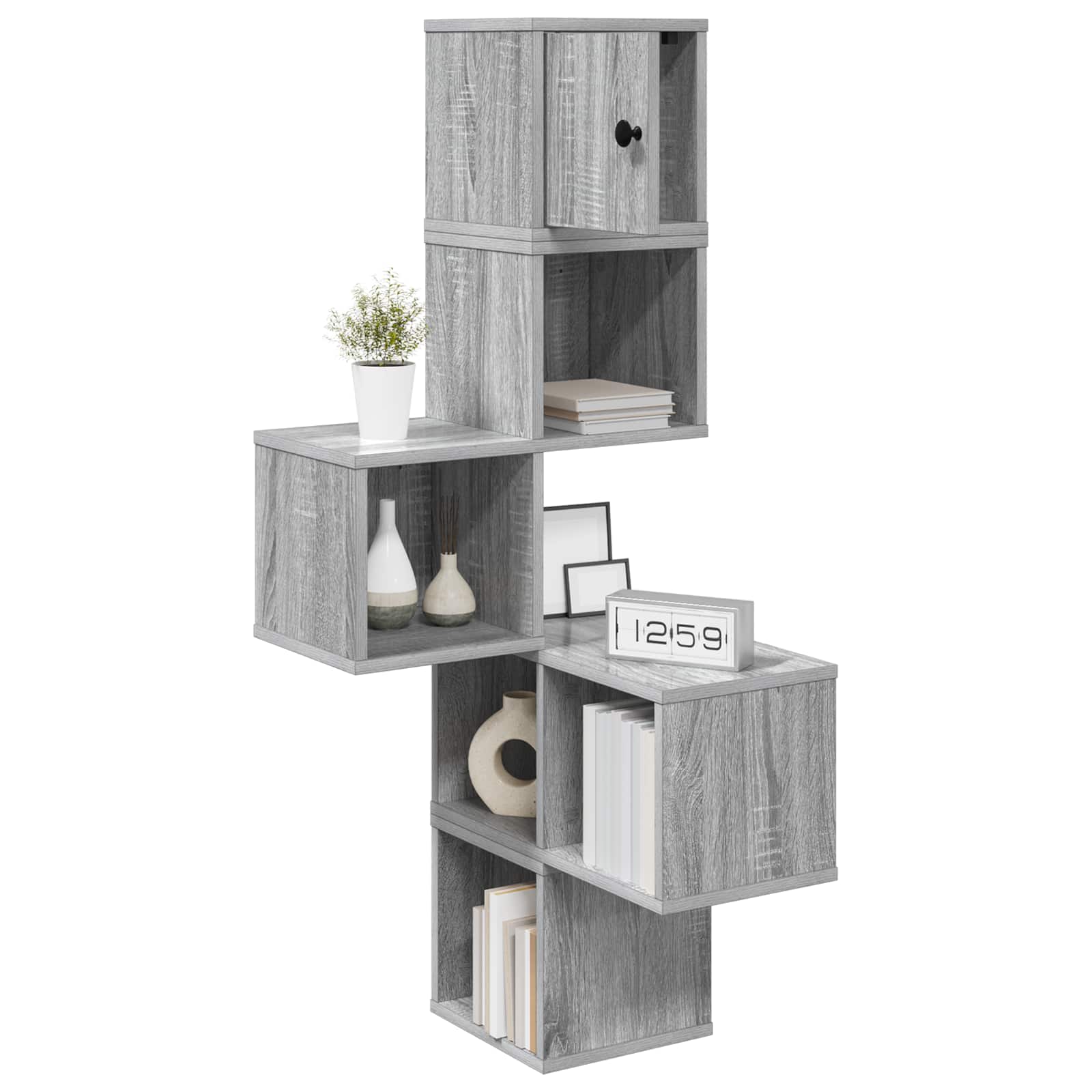Wand-Eckregal Sonoma-Grau 48 x 48 x 120 cm Holzwerkstoff – Ansicht 3