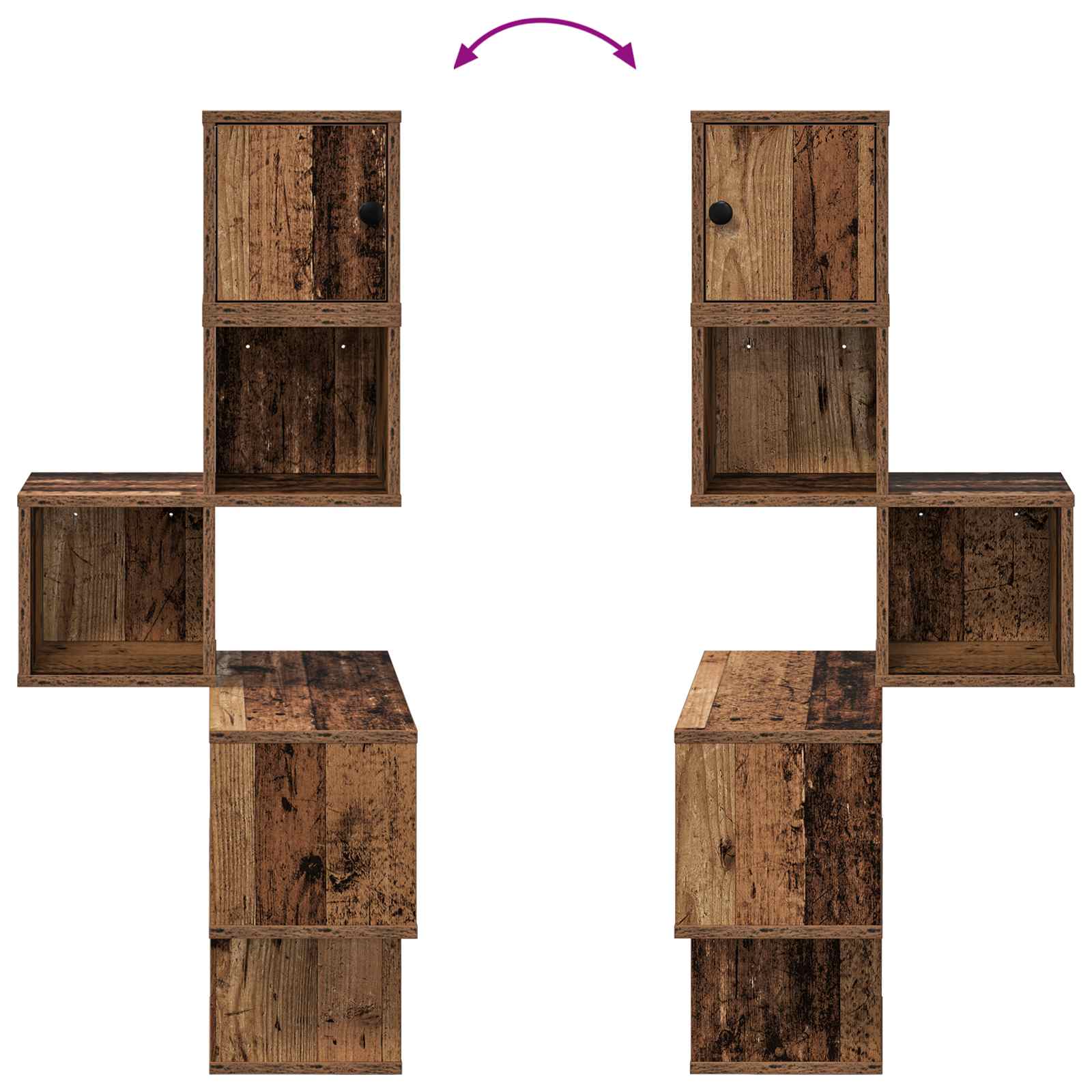 Wand-Eckregal Altholz 48 x 48 x 120 cm Holzwerkstoff – Ansicht 8
