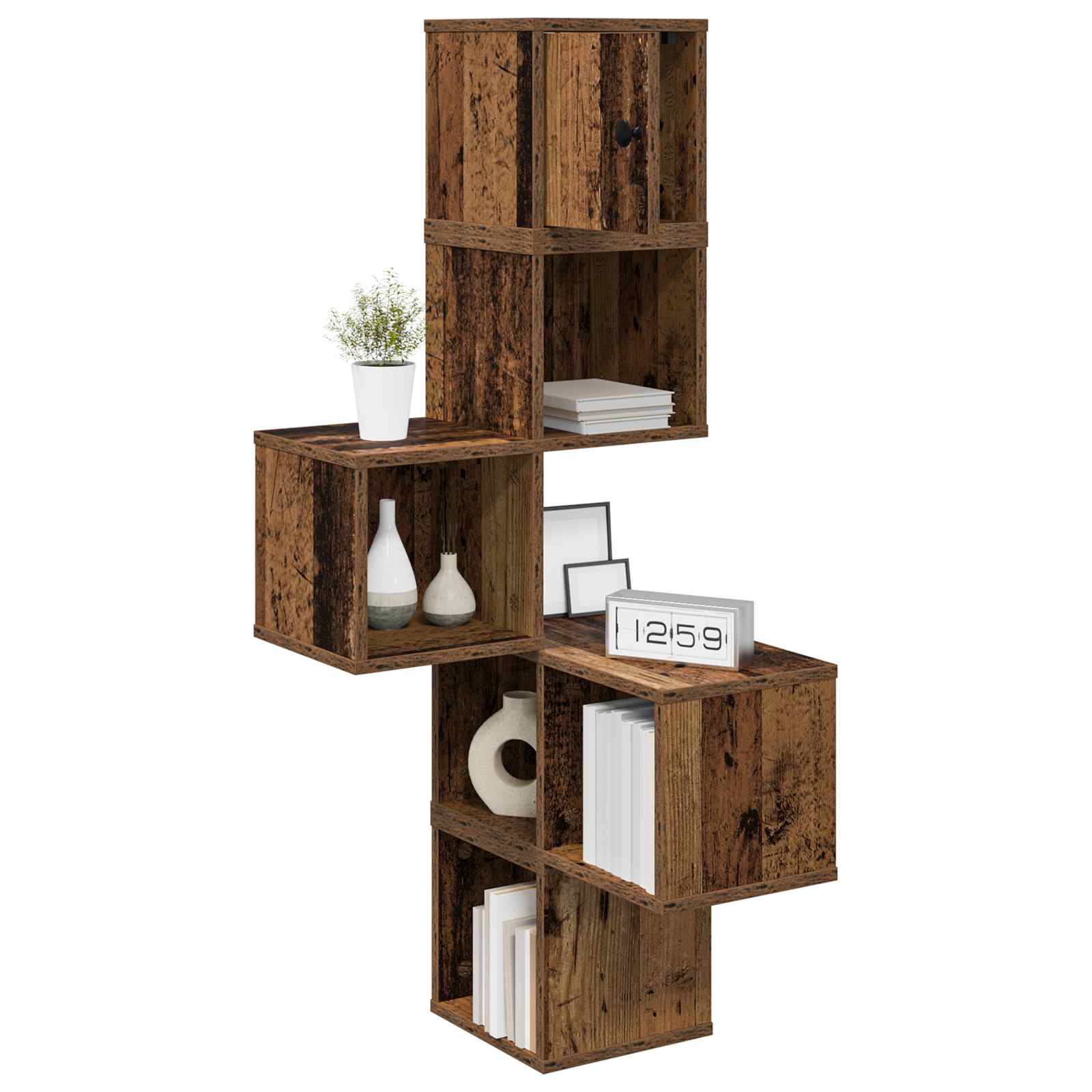 Wand-Eckregal Altholz 48 x 48 x 120 cm Holzwerkstoff – Ansicht 3